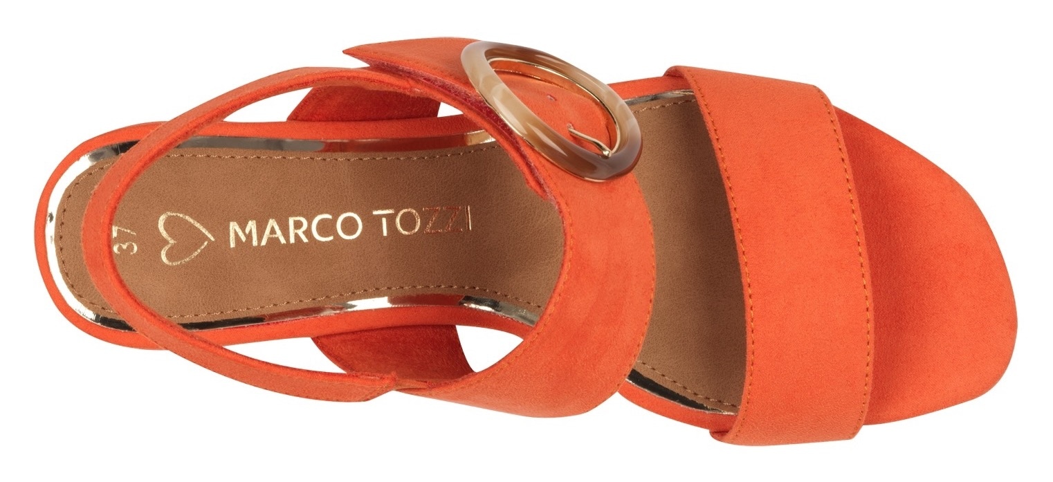 MARCO TOZZI Sandalette, Blockabsatz, Riemchensandale, Festtagsschuh mit großer Zierschnalle
