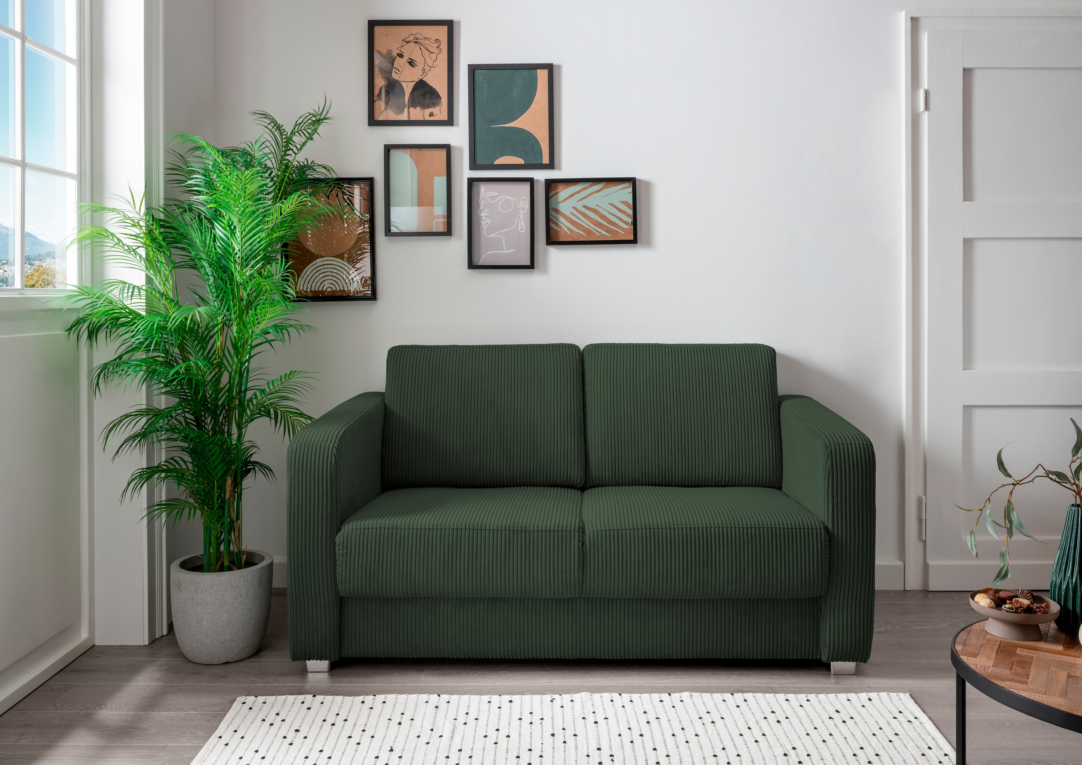 Home affaire Schlafsofa "MIA modern und bequem, schmale Armlehnen, Einzelauszug" zwei verschiedene Fußfarben wählbar