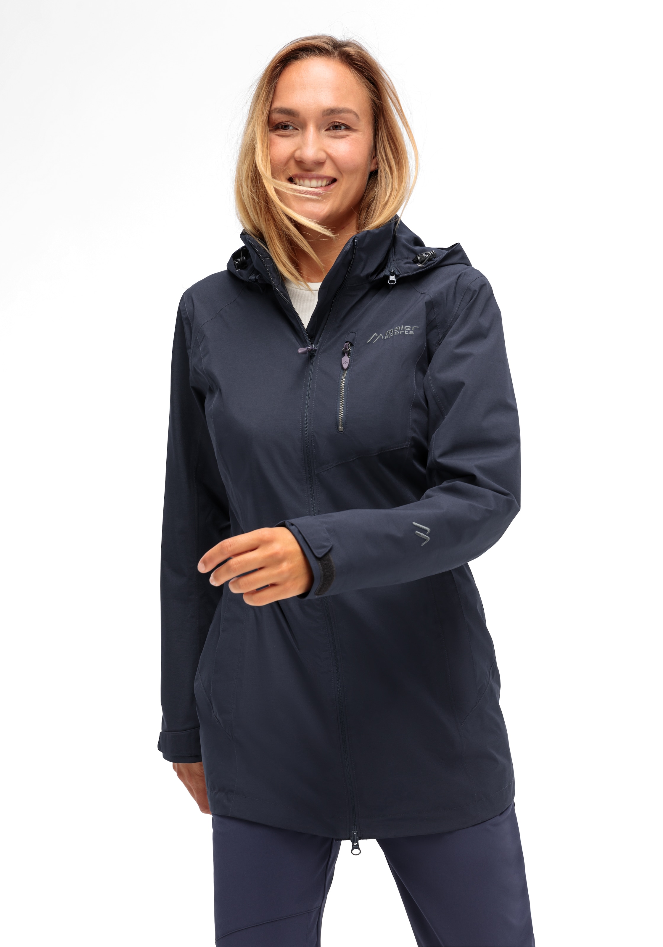 Maier Sports Outdoorjacke »Perdura rec W«, Damen Funktionsmantel, wasserdichter Mantel mit Kapuze, Wanderjacke