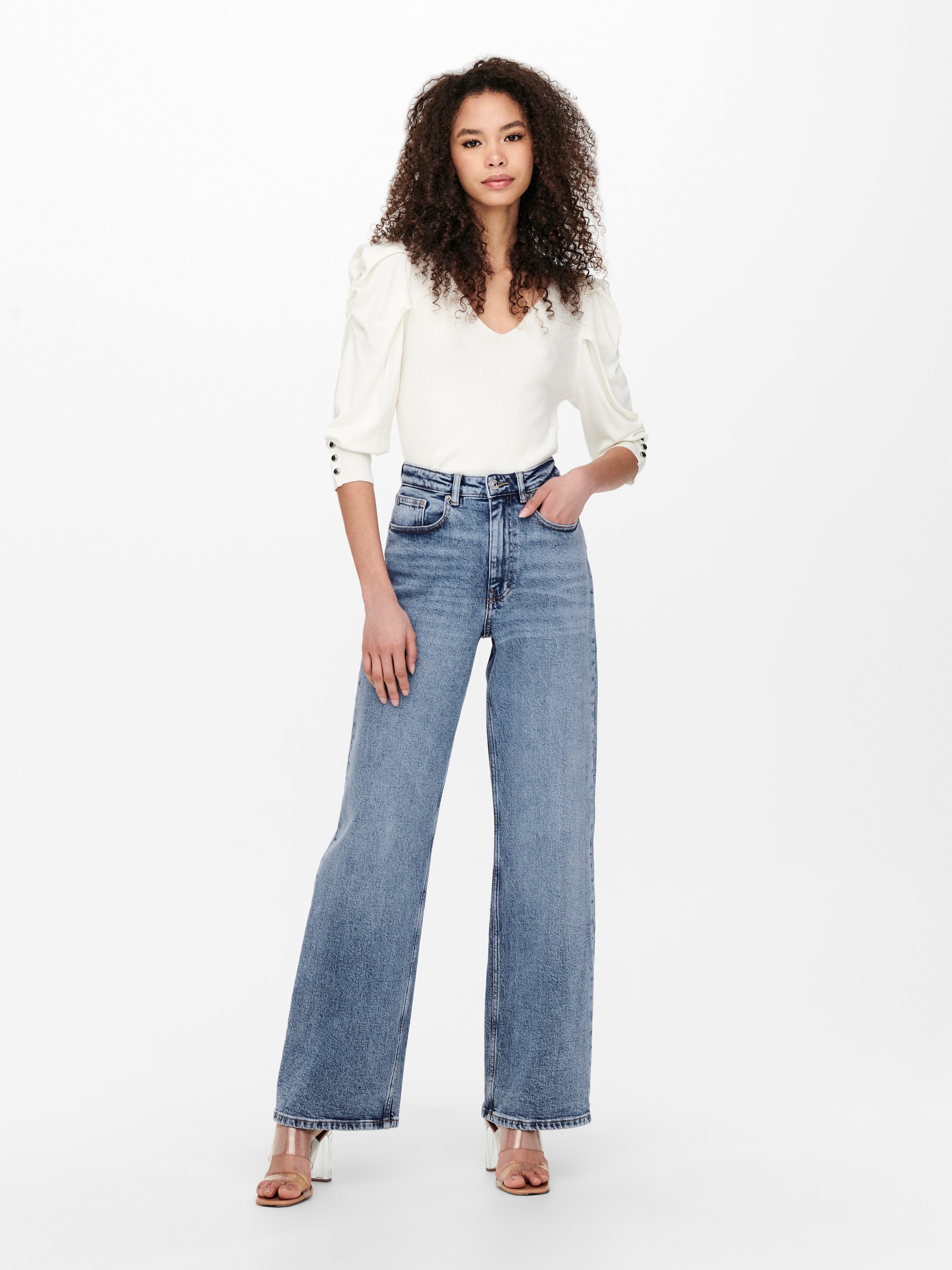 ONLY ONLJUICY Wide Leg Jeans Medium Blue 25/L30 3