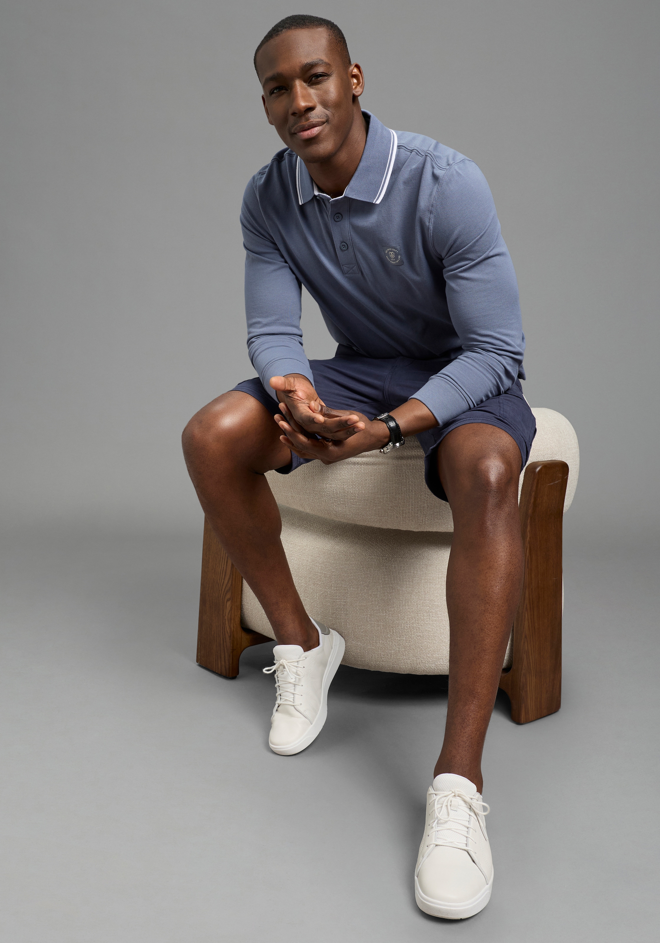 DELMAO Langarm-Poloshirt »Neue Kollektion!« schmale Passform, Langarm, unifarben, aus Piqué-Material