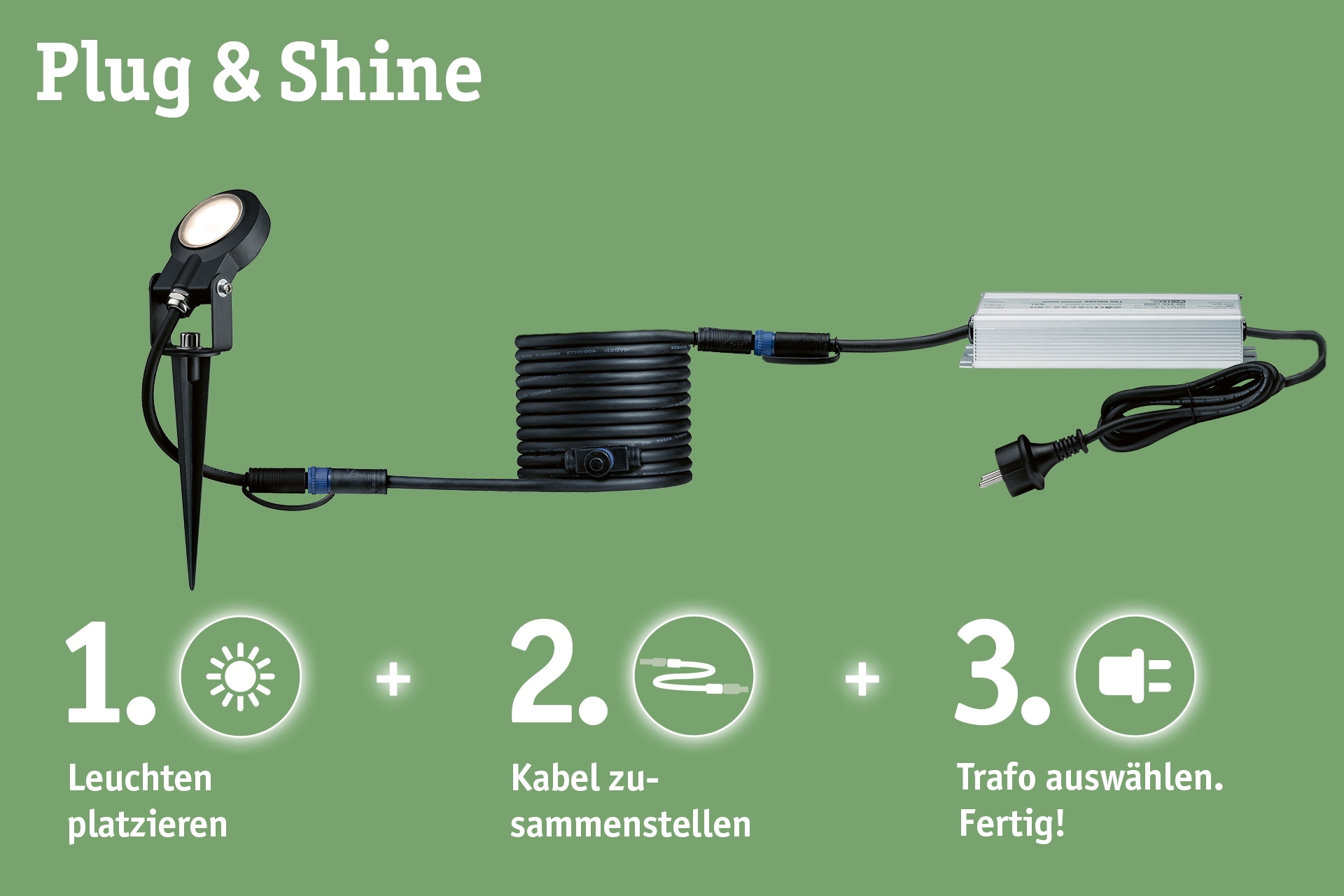 Paulmann LED Einbauleuchte »Plug & Shine«, 5 flammig, Leuchtmittel LED-Modul | LED fest integriert, LED-Modul, IP67 3000K Edelstahl, 5er Set