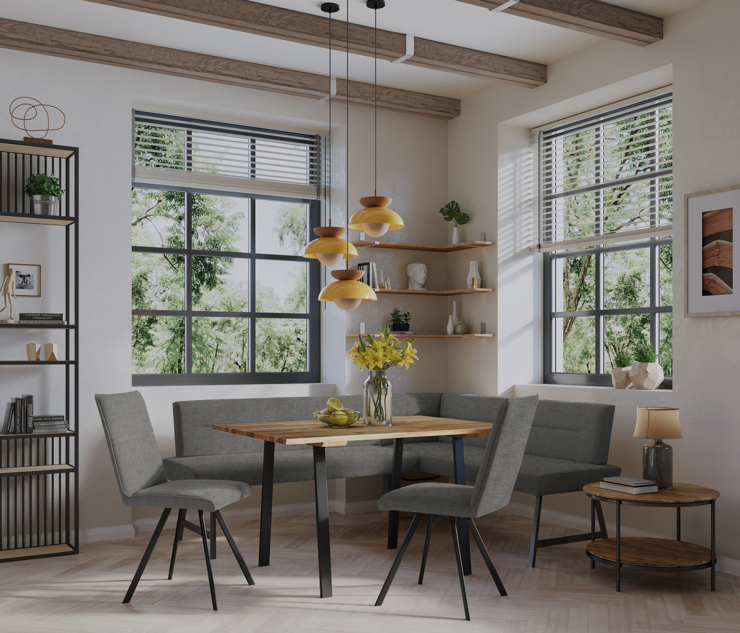 Home affaire Eckbankgruppe "Sava" Set, 4 Stk. tlg. Eckbank mit Wellenfederu günstig online kaufen