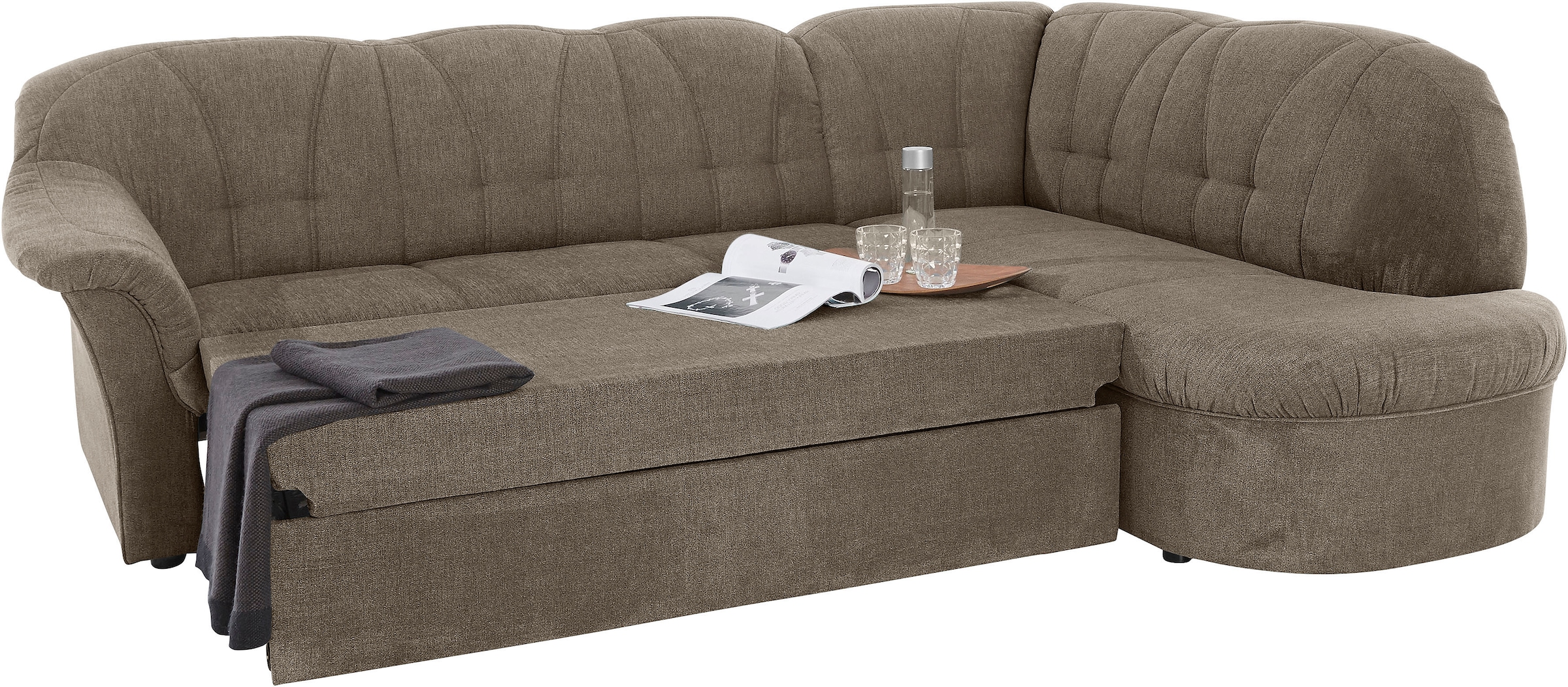 DOMO collection Ecksofa »Pegnitz, elegante Rückensteppung, zeitlose Formensprache, L-Form«, wahlweise mit Bettfunktion