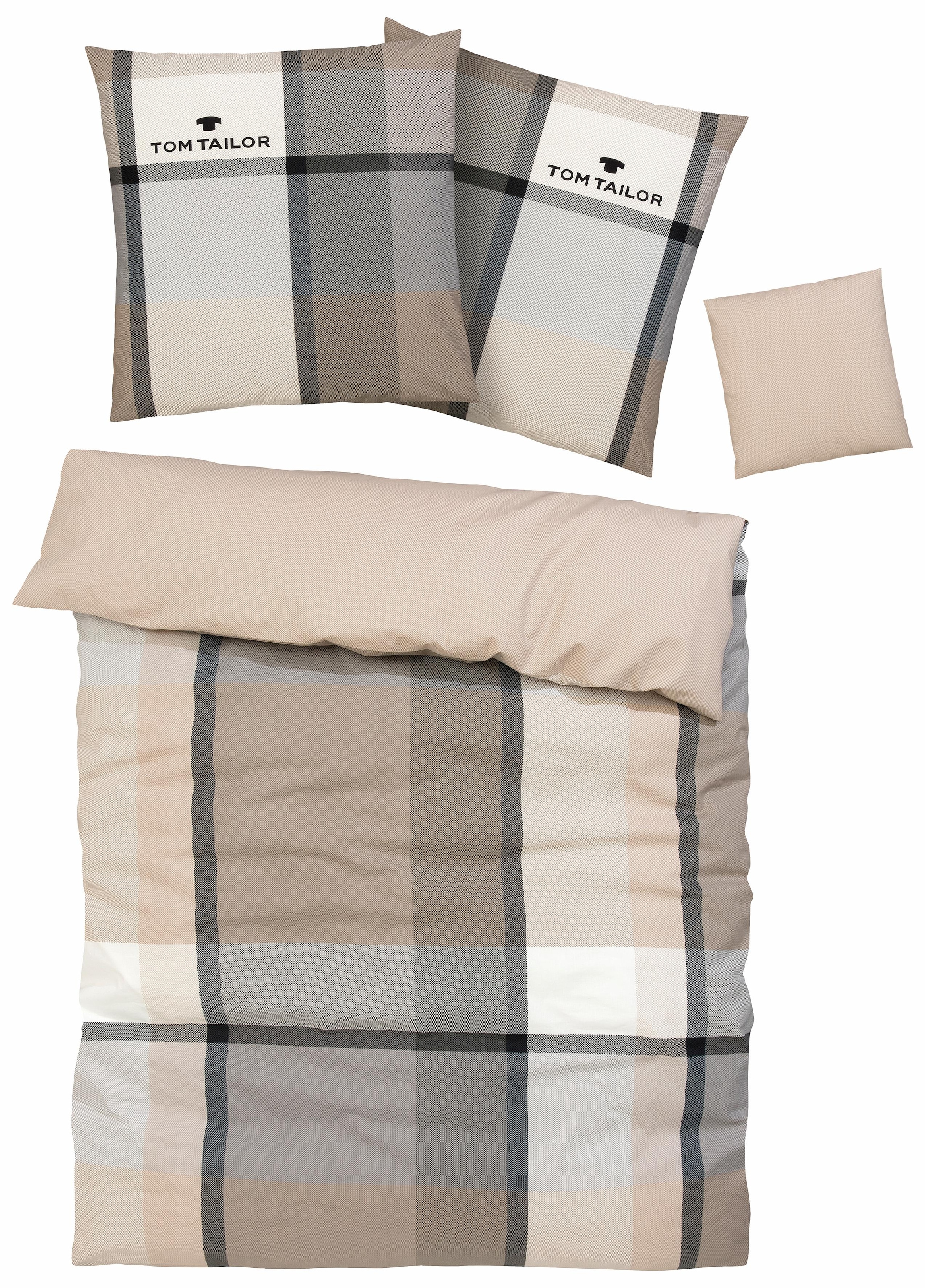 TOM TAILOR HOME Bettwäsche Felix in Gr. 135x200 oder 155x220 cm, Renforcé, 3 teilig, mit GRATIS-Zugabe: Gästehandtuch (100% Baumwolle), mit Reißverschluss, Bettbezug