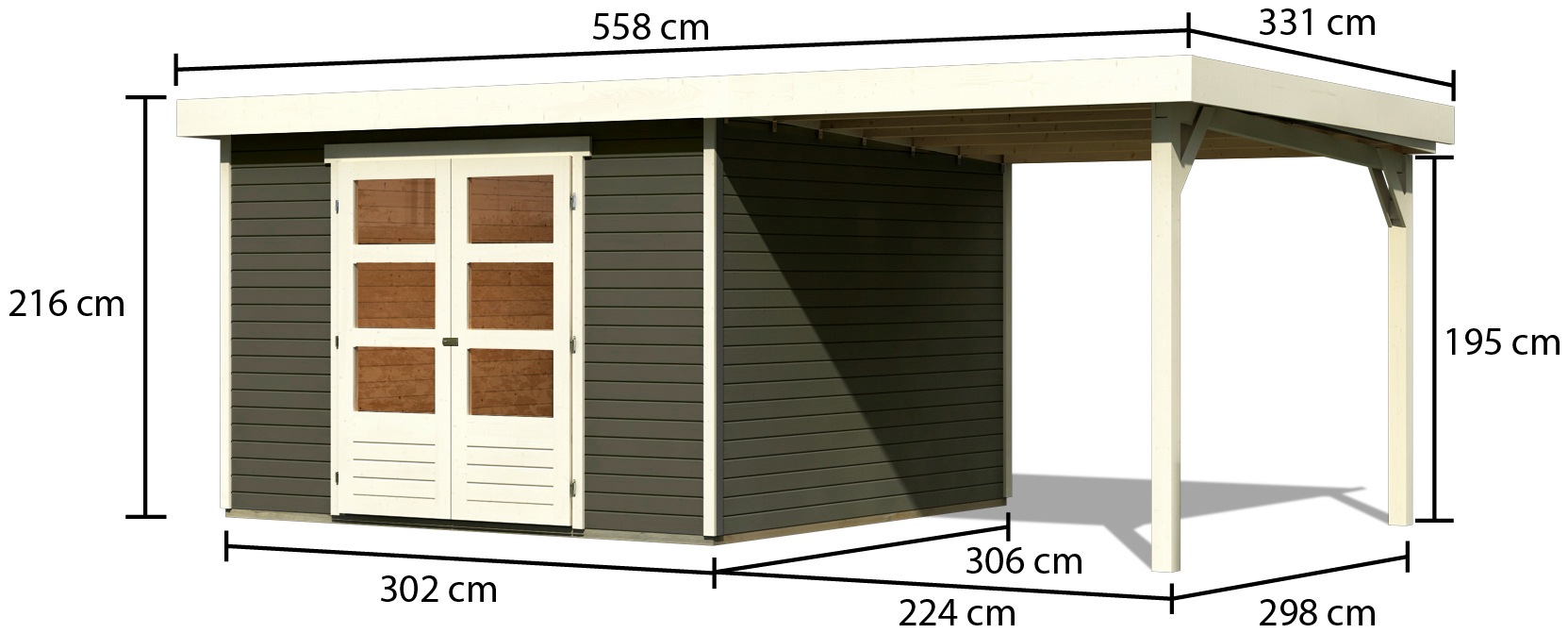 Karibu Gartenhaus »Arnis 6«, (Set), mit Anbaudach