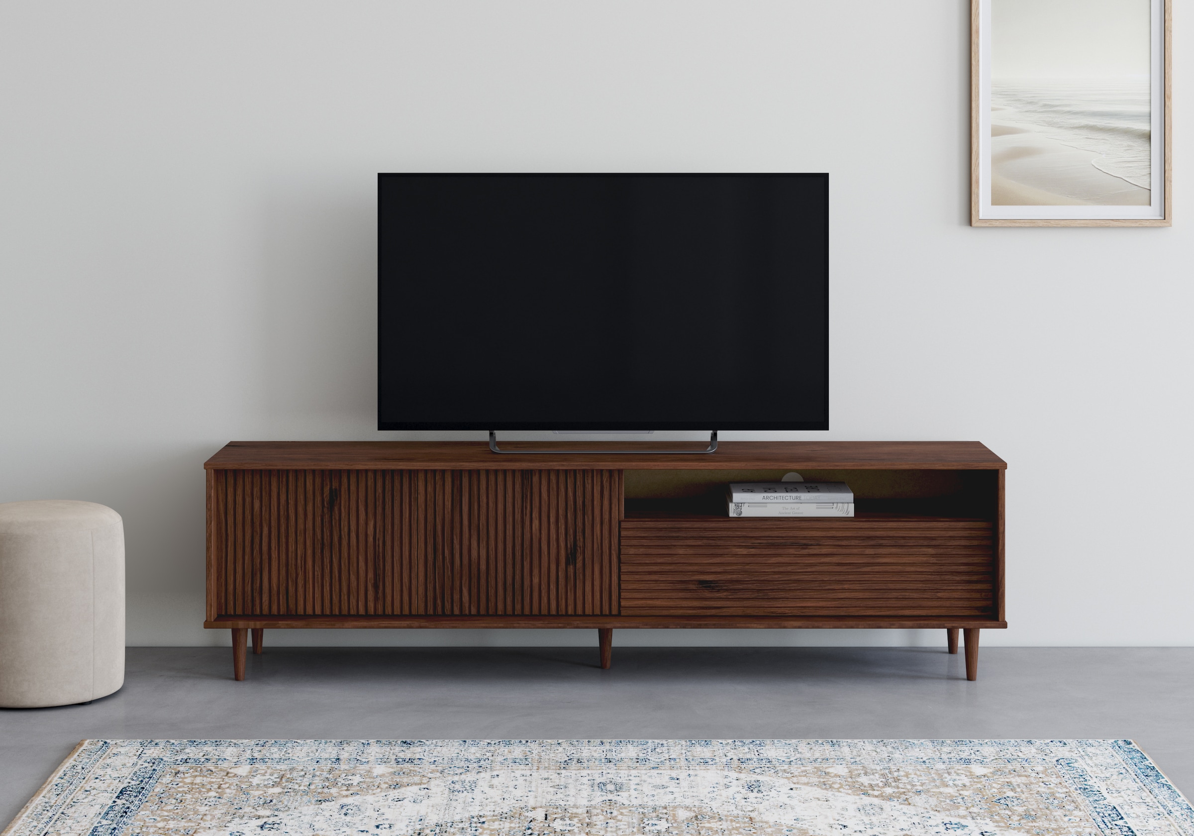 OTTO home Lowboard "Malmedy Front mit gefrästen Rillen" TV-Kommode aus mass günstig online kaufen