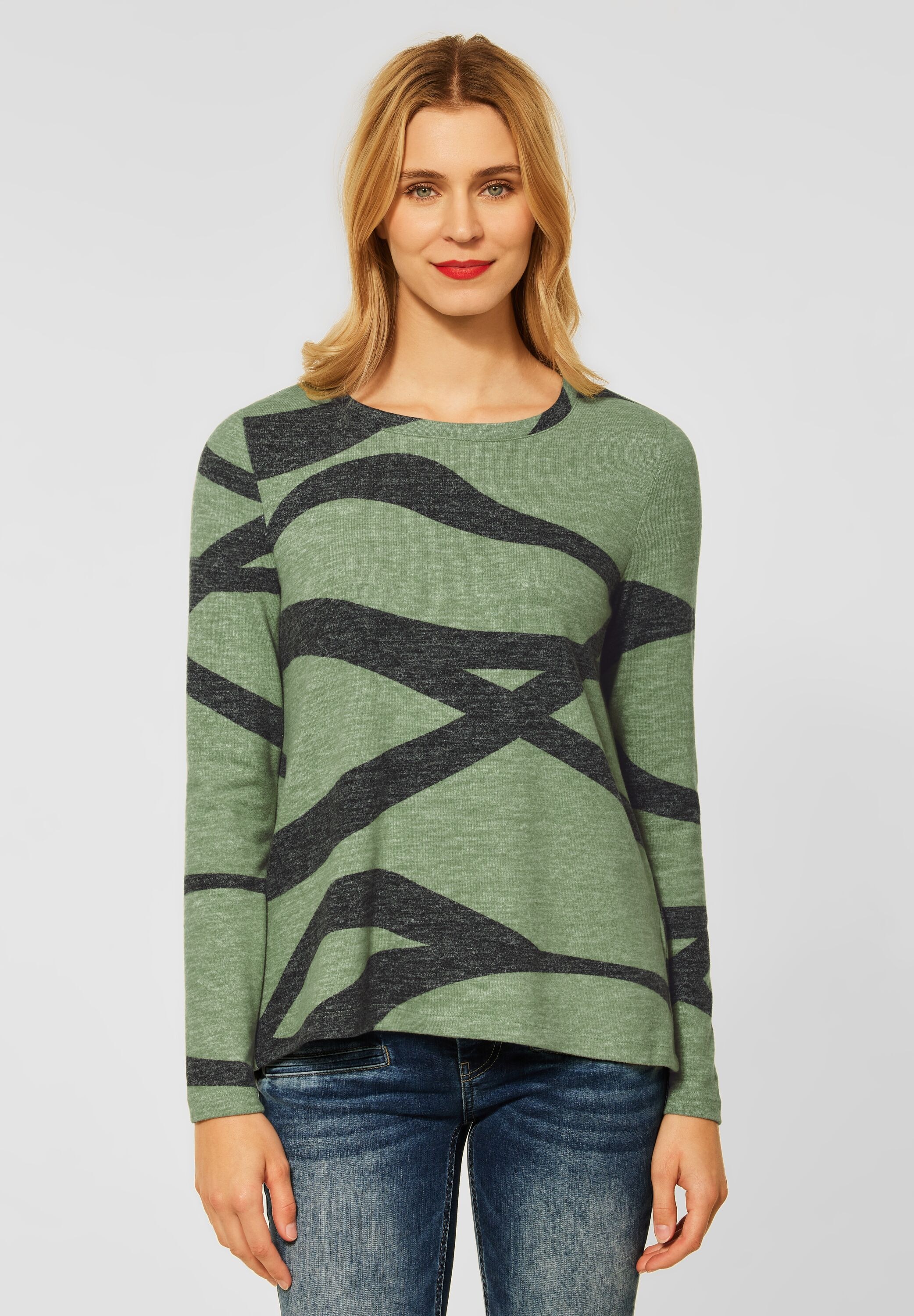 STREET ONE Langarmshirt, in Melange Optik