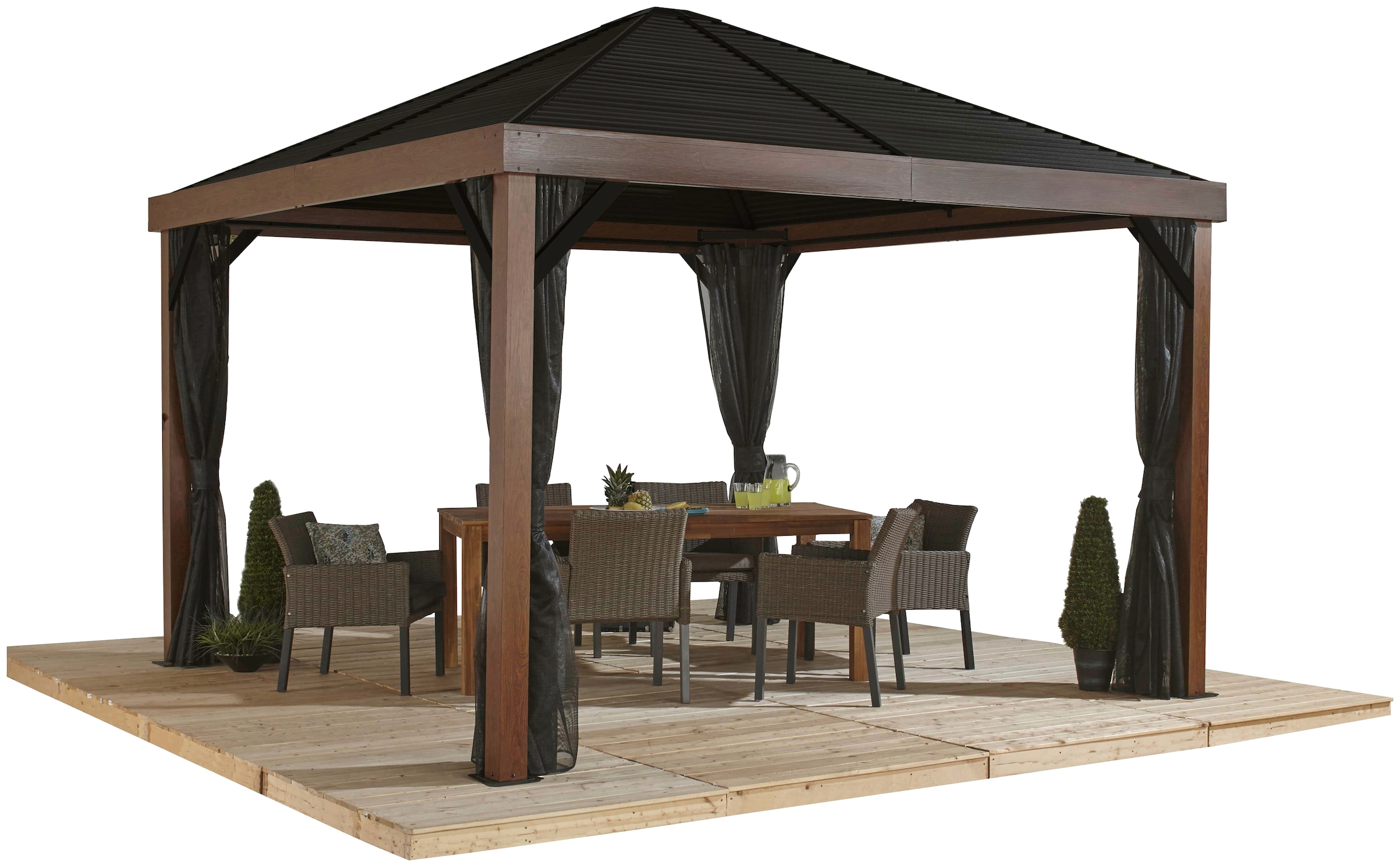 Sojag Pavillon »Valencia 12x12 Holzoptik«, BxTxH: 363x363x310 cm