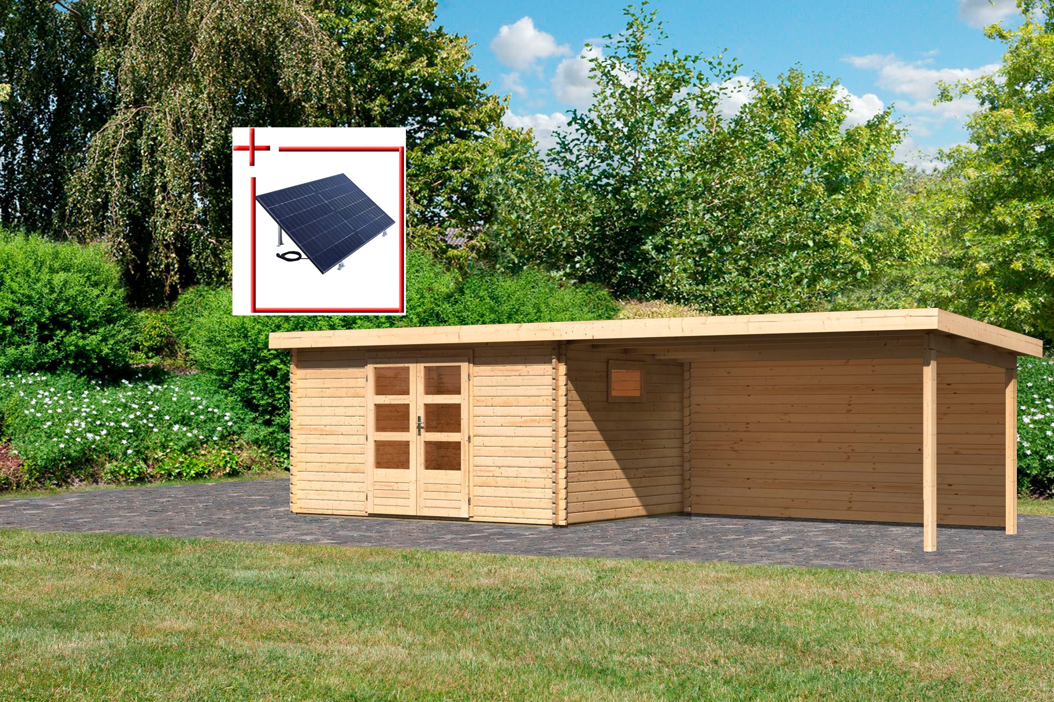 KONIFERA Gartenhaus "Trittau 5", mit Anbaudach 4,4m Rückwand, naturbelassen günstig online kaufen