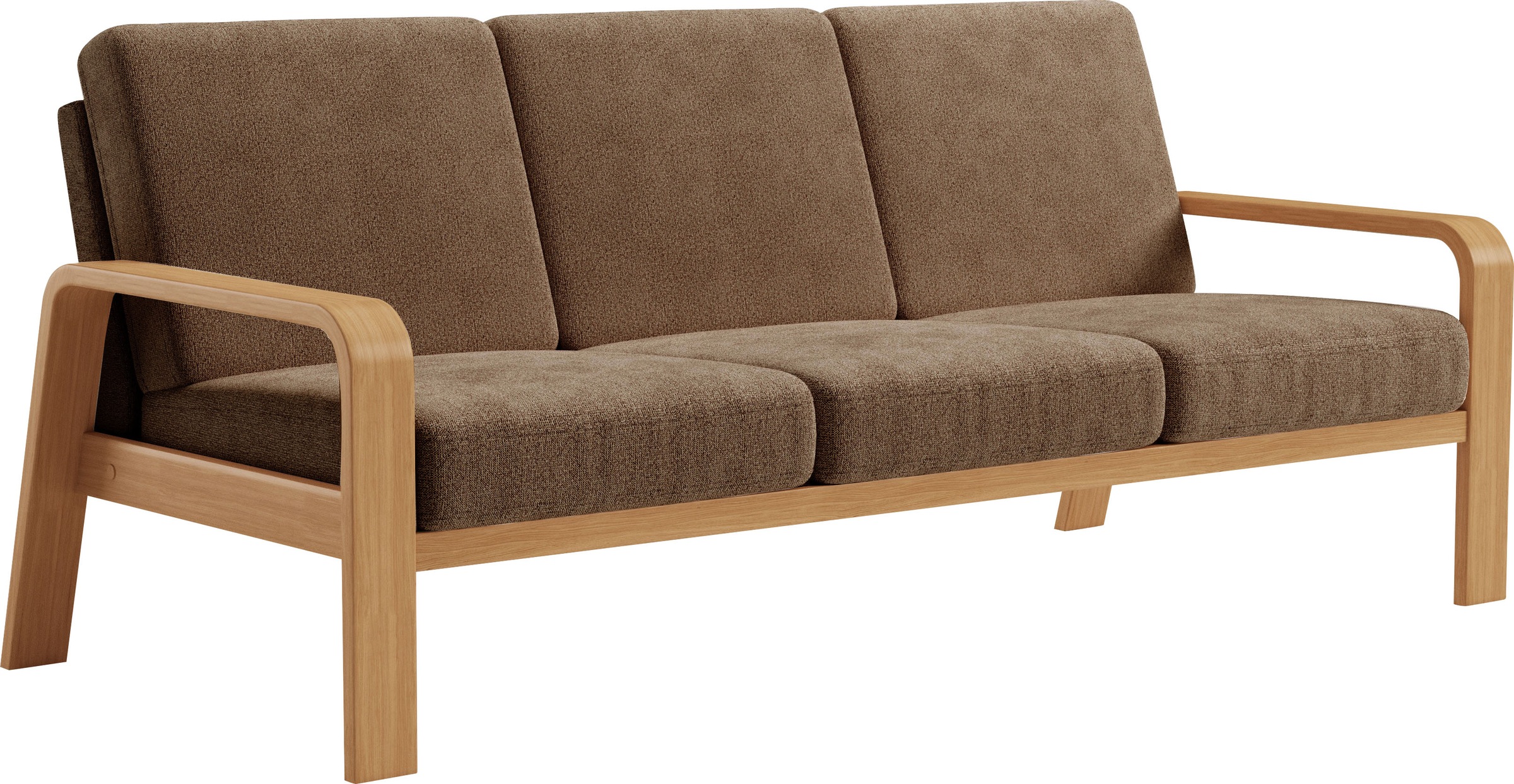 sit&more 3-Sitzer »Kolding«, Armlehnen aus eichefarbigem Buchenholz, verschiedene Bezüge und Farben