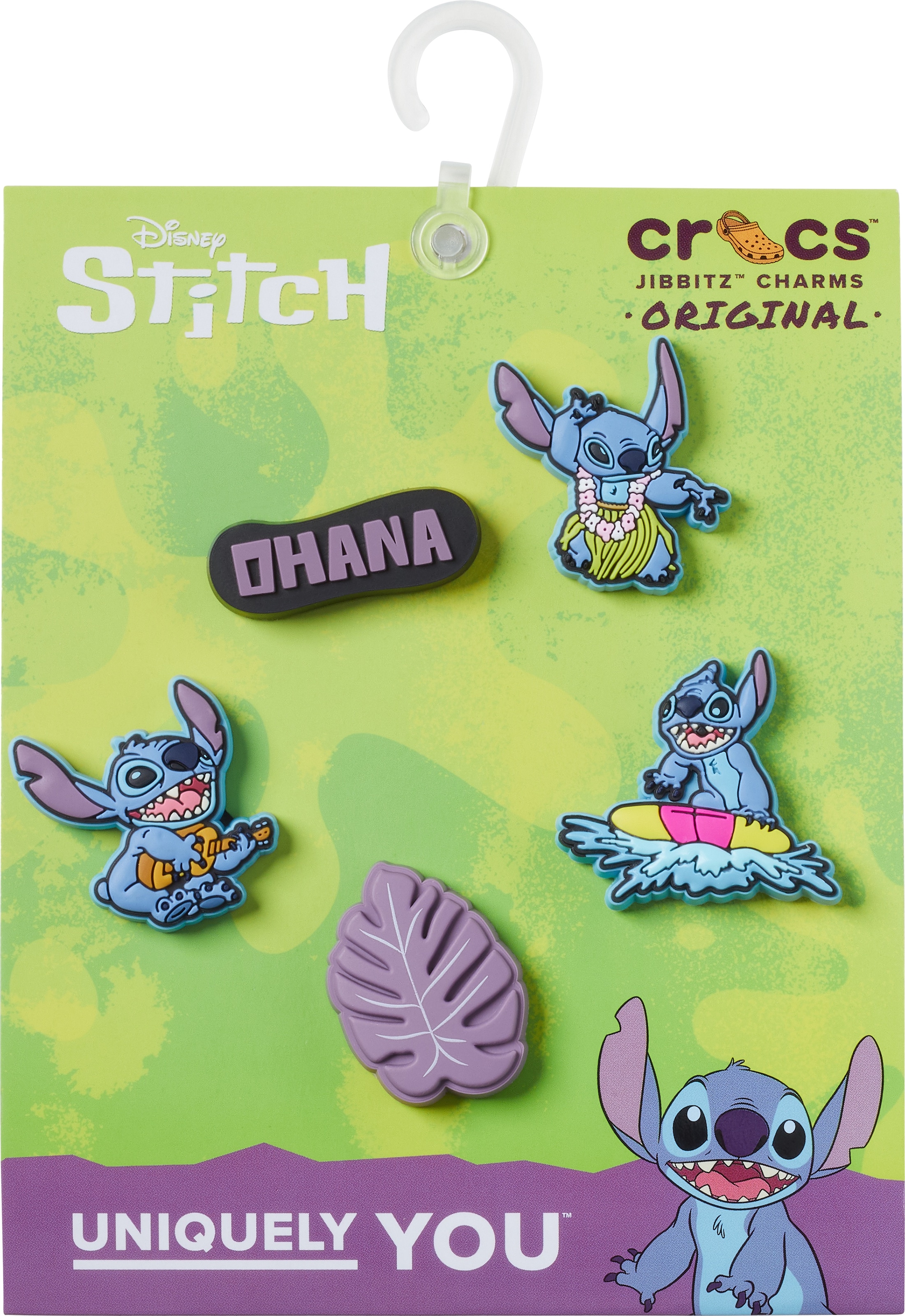 Crocs Schuhanstecker »Jibbitz™ Stitch Tropical«, (Set, 5 tlg., Kein Spielzeug. Nicht für Kinder unter 3 Jahren geeignet), Charm, Anstecker, Schuh-Anstecker mit Sommer Motiven