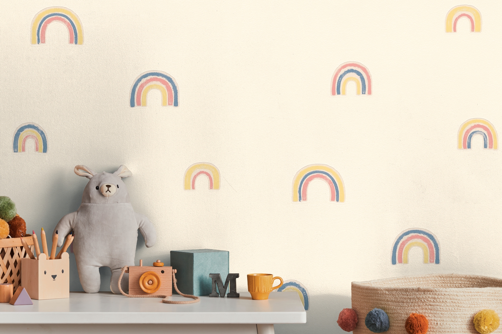 living walls 1100000002199 "Kids Studio Regenbogen – Vliestapete für Kinder" Motiv grafisch leicht glänzend glatt Handgezeichnete Regenbögen in freundlichen Pastellfarben