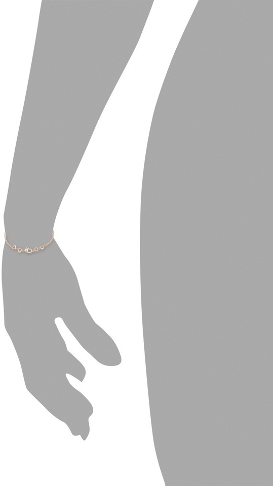 Armband AMOR "Herzen", rosa (roségoldfarben, kristallweiß), Armbänder, Damen, 20cm, Silber 925 (Sterlingsilber), Armband, mit Zirkonia (synth.) 4