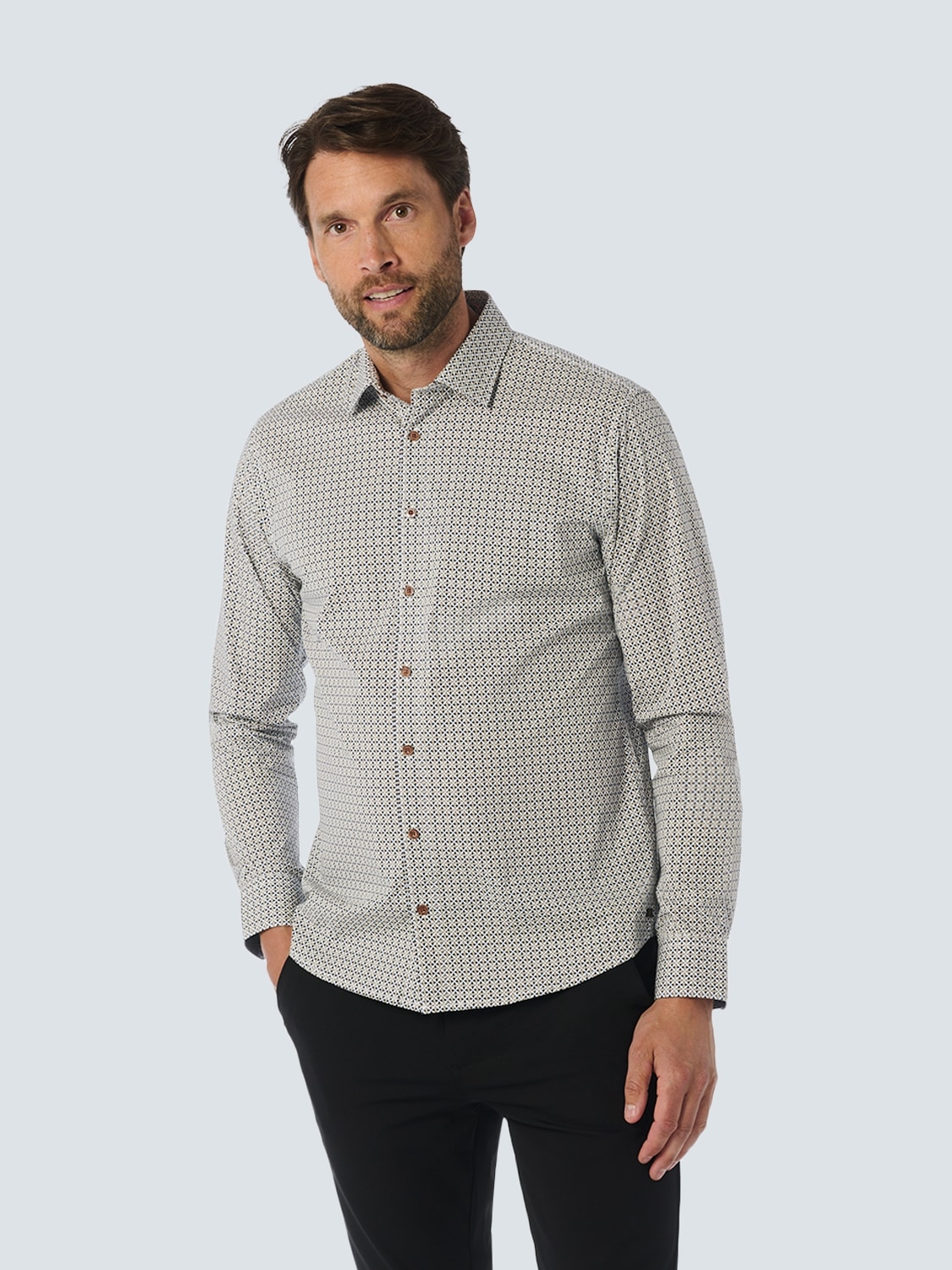 NO EXCESS Langarmhemd mit All-Over Print günstig online kaufen