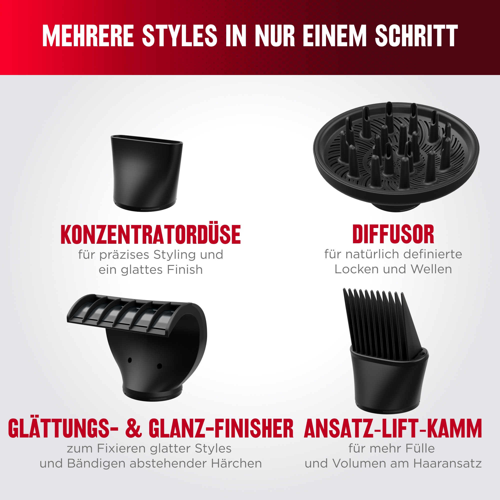 Revlon Haartrockner »One‑Step™ POWERMOVE - Technologie der nächsten Generation, RVDR5378E« 1.600 W 4 Aufsätze ultraleise & leicht bei doppelter Leistung; bürstenloser BLDC-Motor