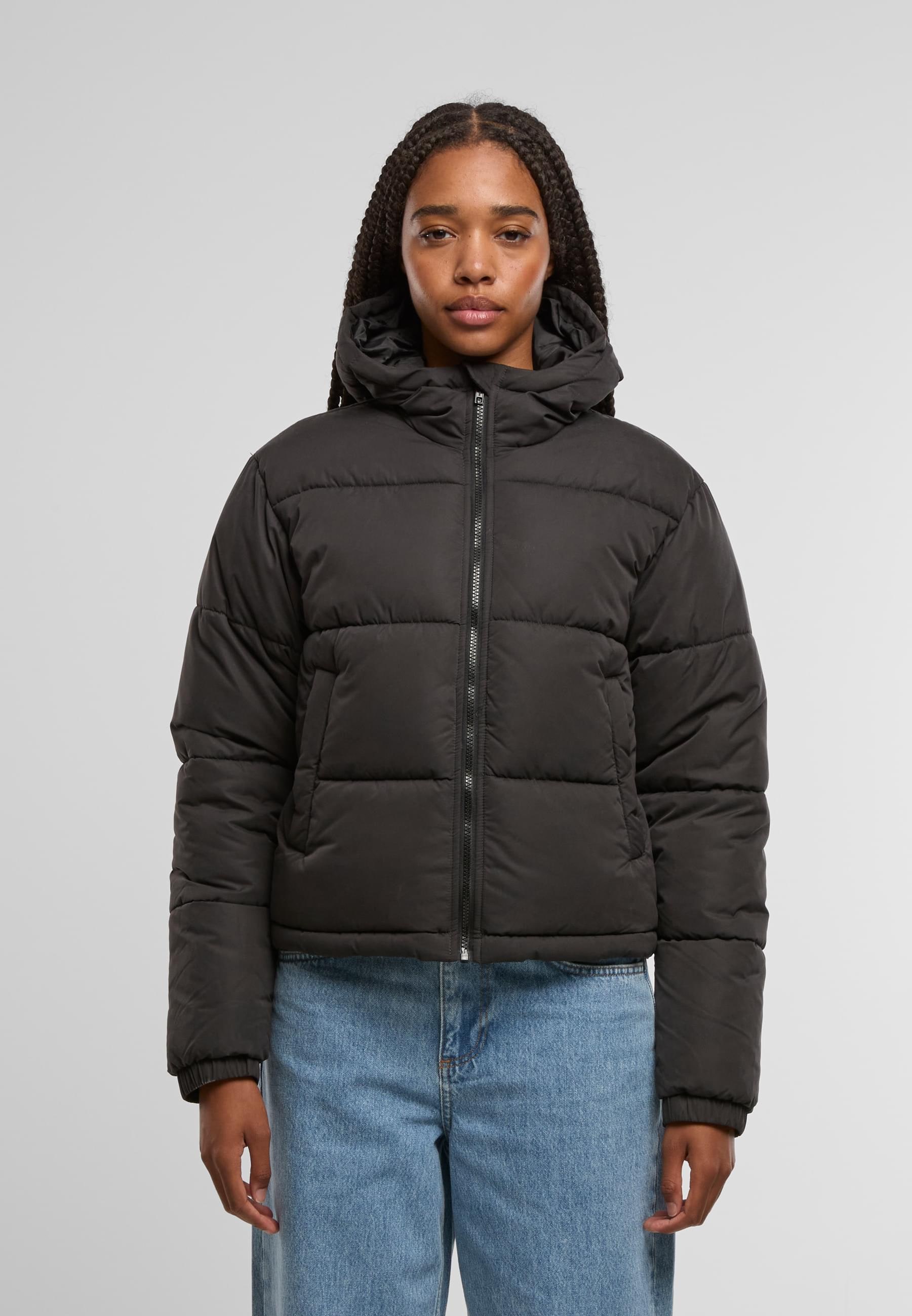 URBAN CLASSICS Winterjacke »Urban Classics Ladies Peached Puffer Jacket With Hood« 1 Stk. tlg. mit Kapuze