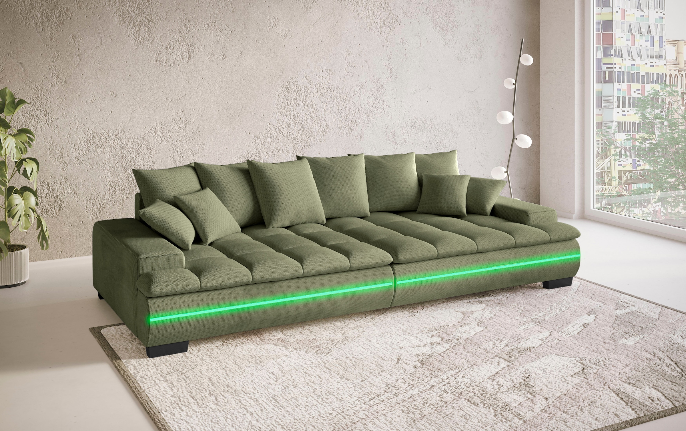Mr. Couch Big-Sofa »Haiti II RGB-LED«, RGB-LED Beleuchtung, mit Handwerklich gearbeiteter Komfort-Steppung