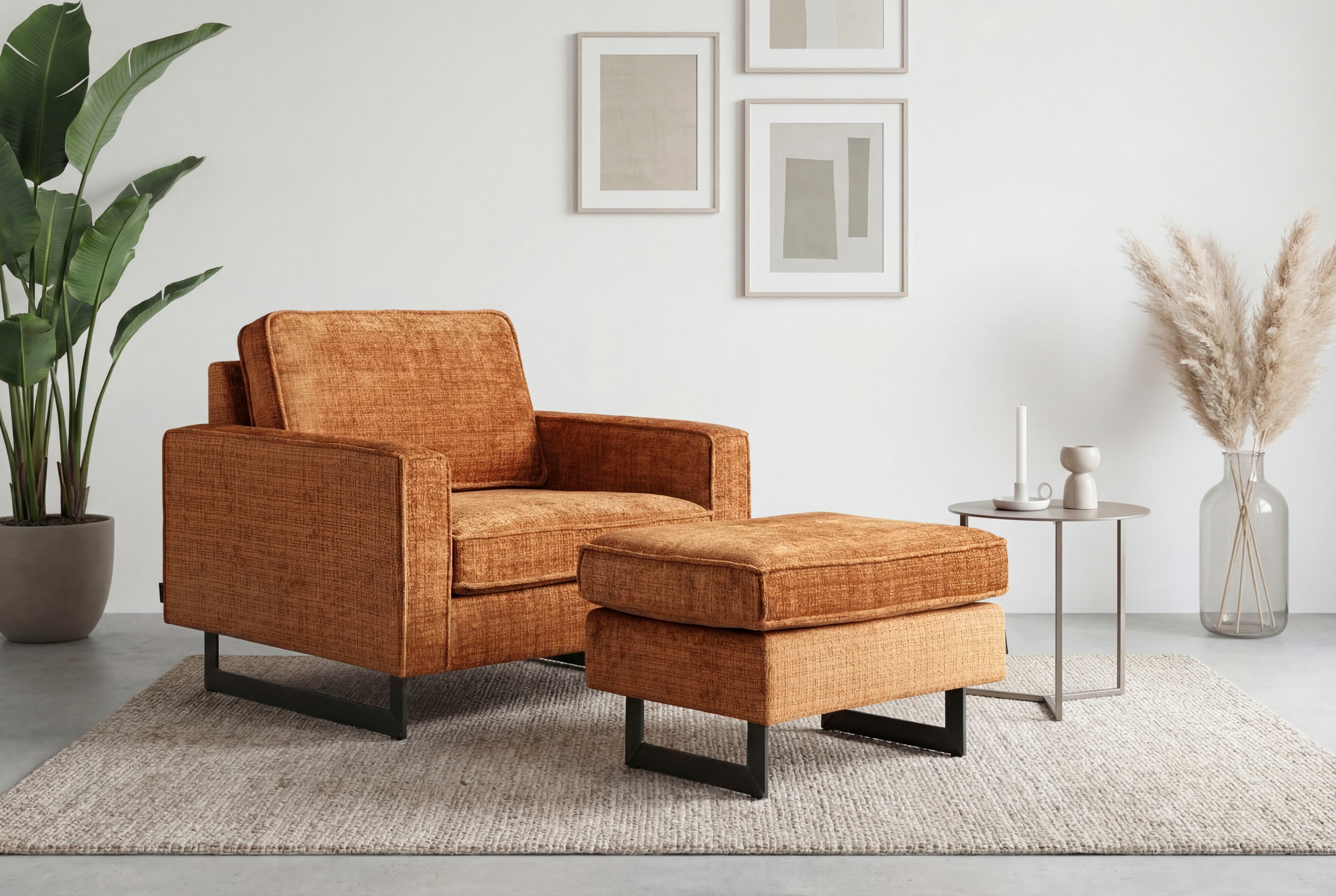 OTTO home Loveseat "Pinto 105 cm, Cord, Chenille, Lederoptik" mit Keder, Metallfüßen und auch in Cord Bezug erhältlich