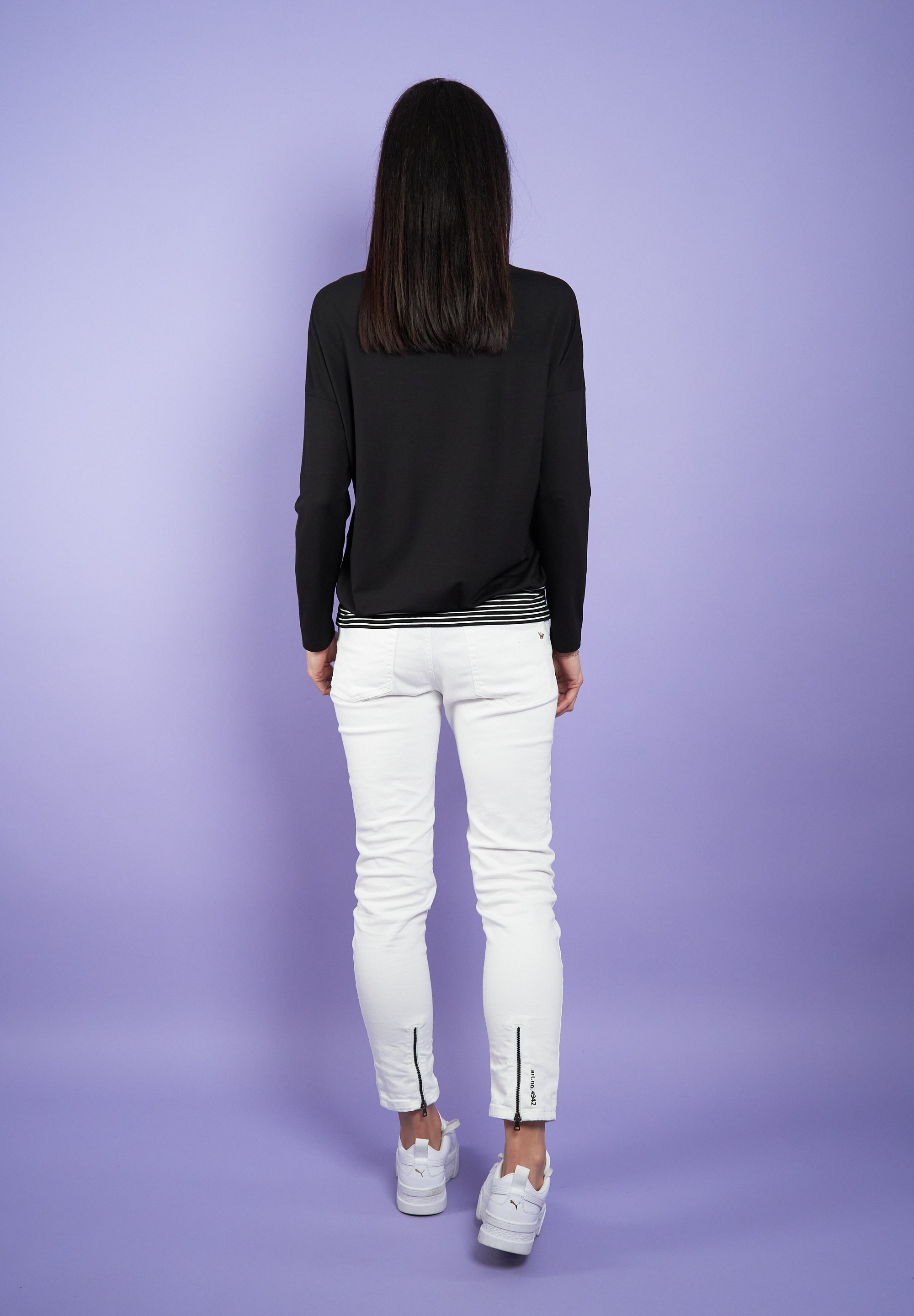 Seidel Moden Longshirt, Unifarben, mit Streifen-Details -MADE IN GERMANY