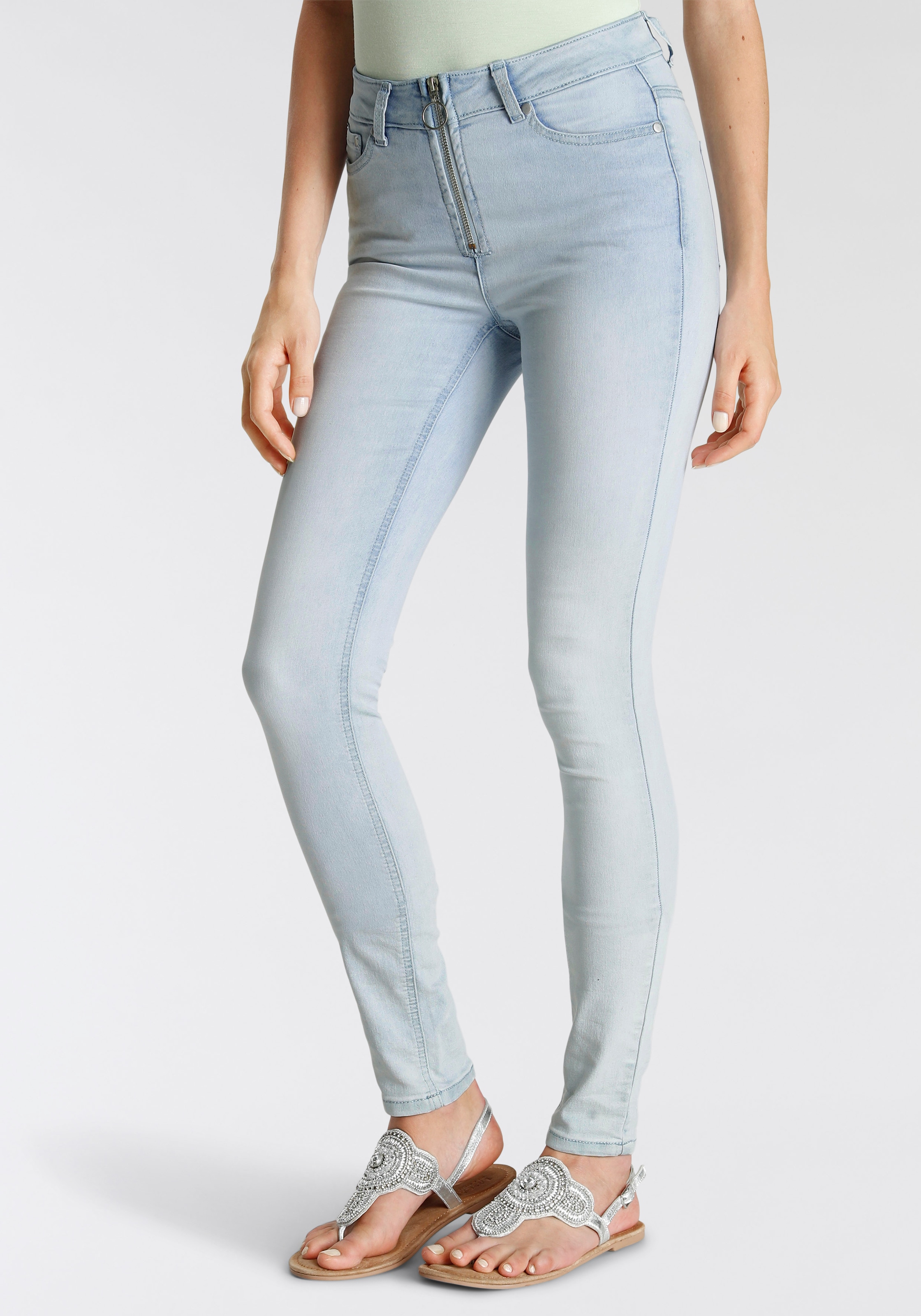 Melrose Skinny-fit-Jeans su Reißverschluss-Det...