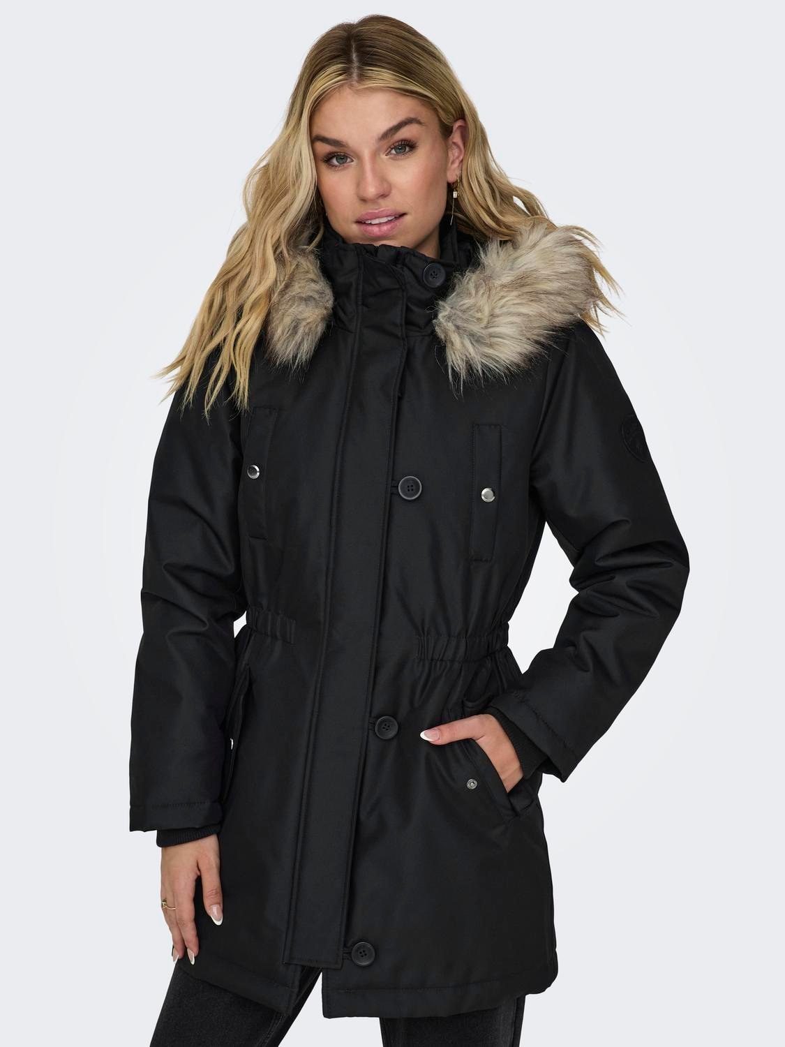 ONLY Parka »ONLIRIS FUR WINTER PARKA LIFE CC OTW«, mit Kapuze, mit verdeckter Knopfleiste