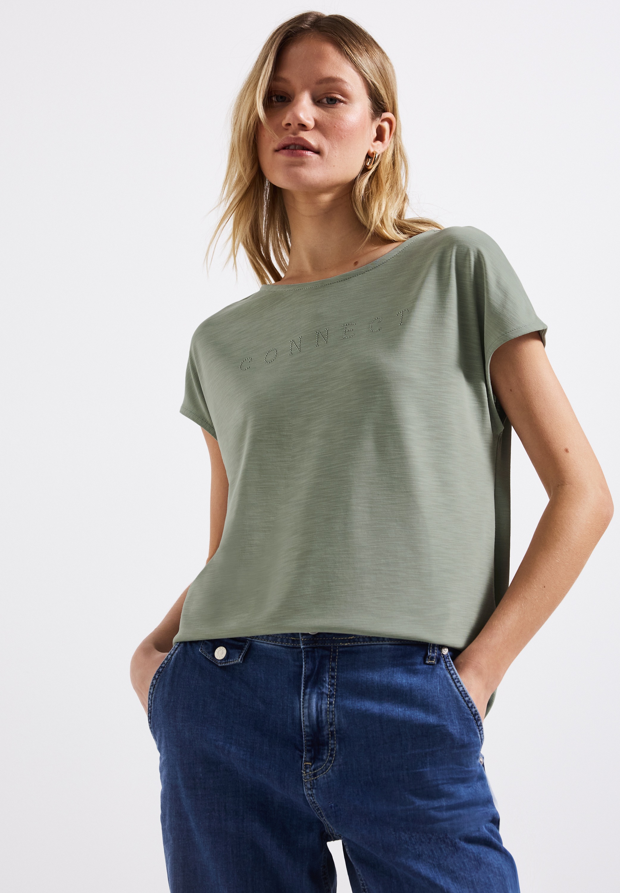 STREET ONE T-Shirt, mit Wording aus Schmucksteinen günstig online kaufen