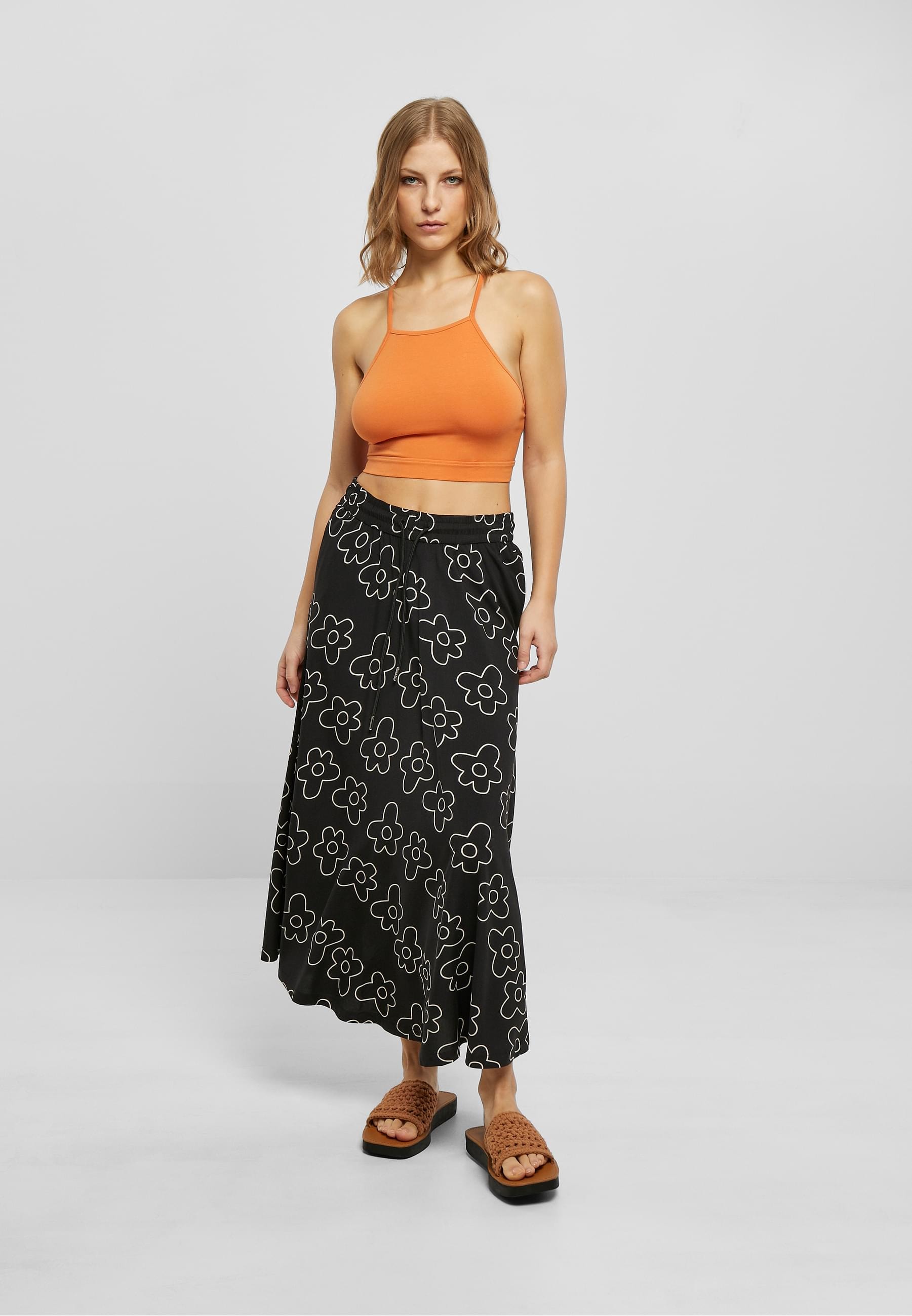 URBAN CLASSICS Jerseyrock »Urban Classics Damen Ladies Viscose Midi Skirt«, (1 tlg.)