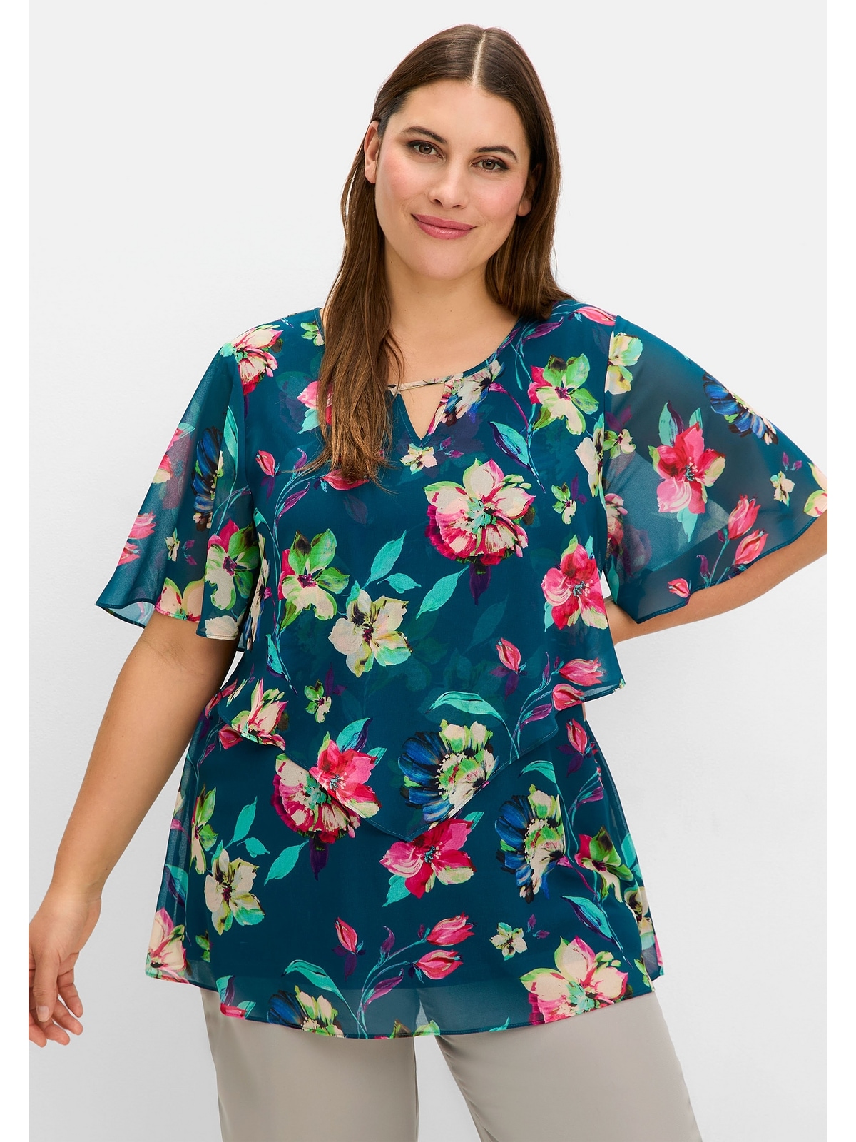 Sheego Chiffontunika "Große Größen", mit Blumenprint, im Lagenlook günstig online kaufen