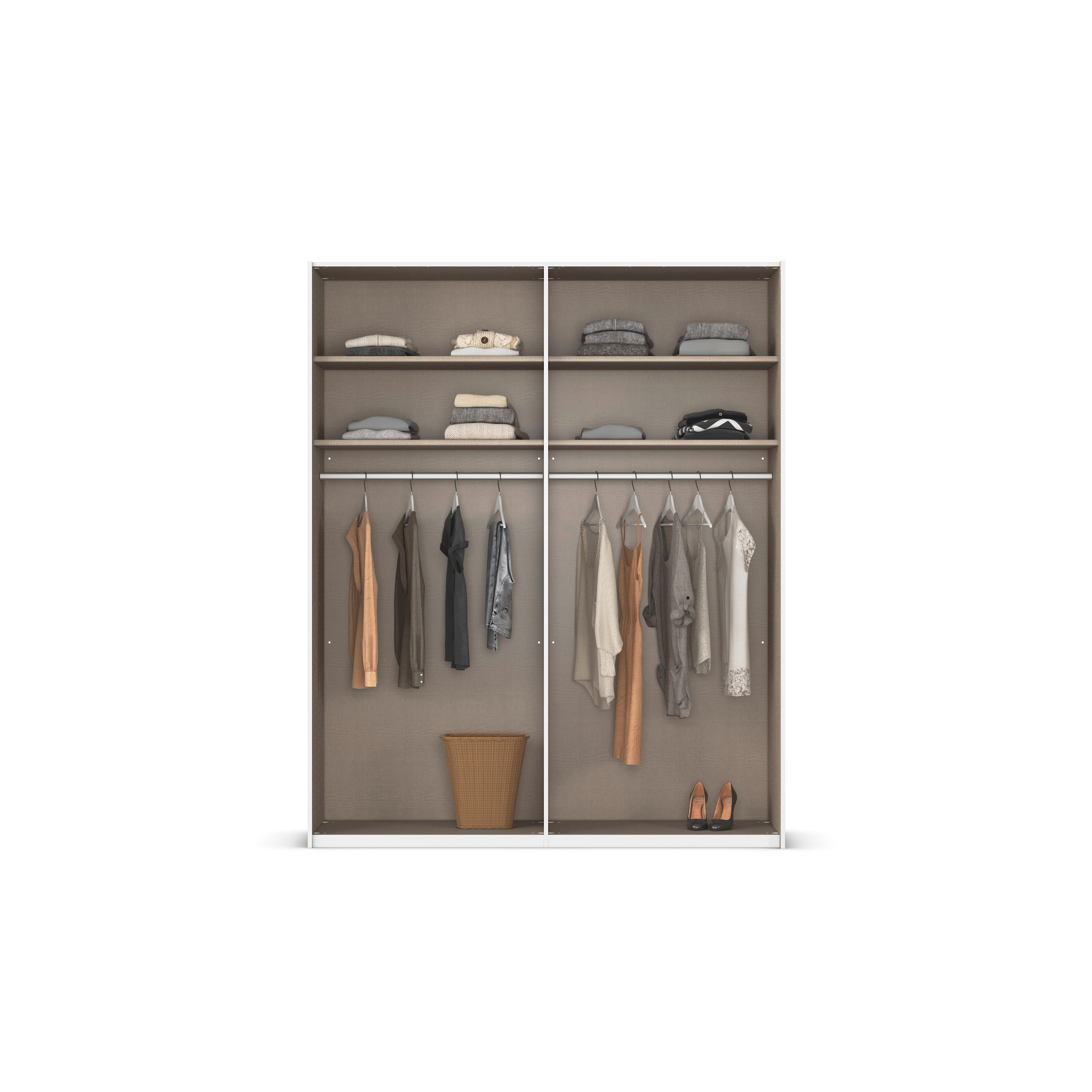 rauch Schwebetürenschrank »Kleiderschrank Schrank Garderobe Schlafzimmerschrank EVELYN«, in elegantem Stil mit Spiegel 5 Breiten viel Stauraum MADE IN GERMANY