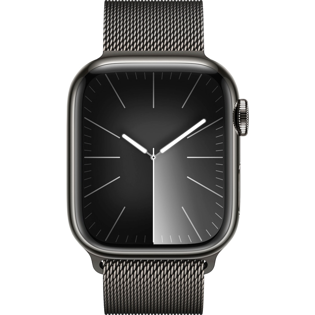 Apple Smartwatch »Watch Series 9 GPS + Cellular 41mm Edelstahl One-Size«, (Watch OS 10 Milanese Loop)
