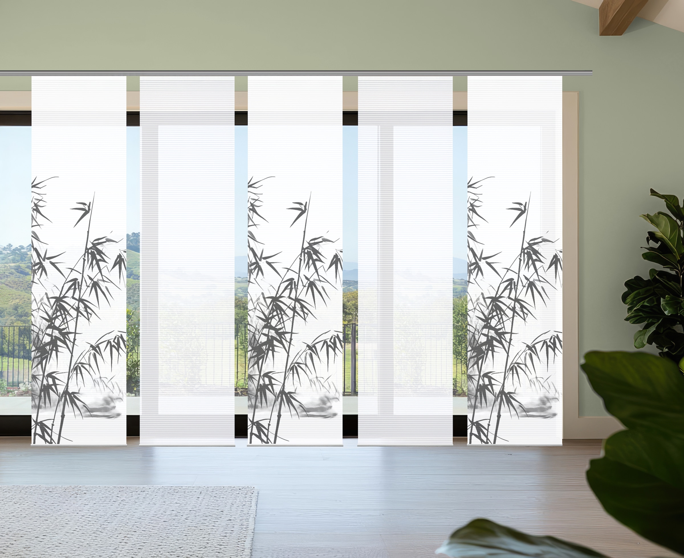 HOME in green Schiebegardine "RUFUS" Paneelwagen 5 Stk. tlg. Bambusoptik, S günstig online kaufen