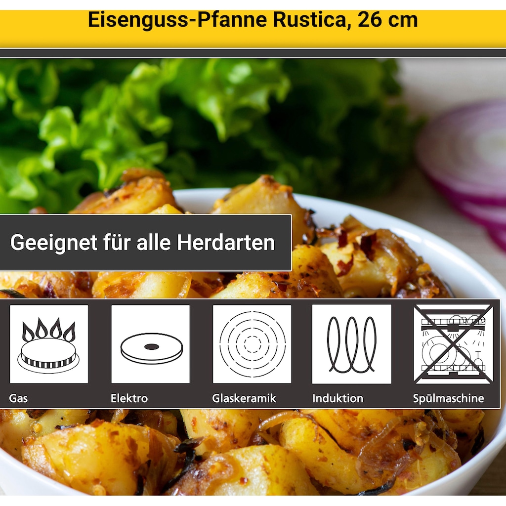 Krüger Bratpfanne »Einsenguss Pfanne RUSTICA«, Gusseisen, (1 tlg.), für Induktions-Kochfelder geeignet