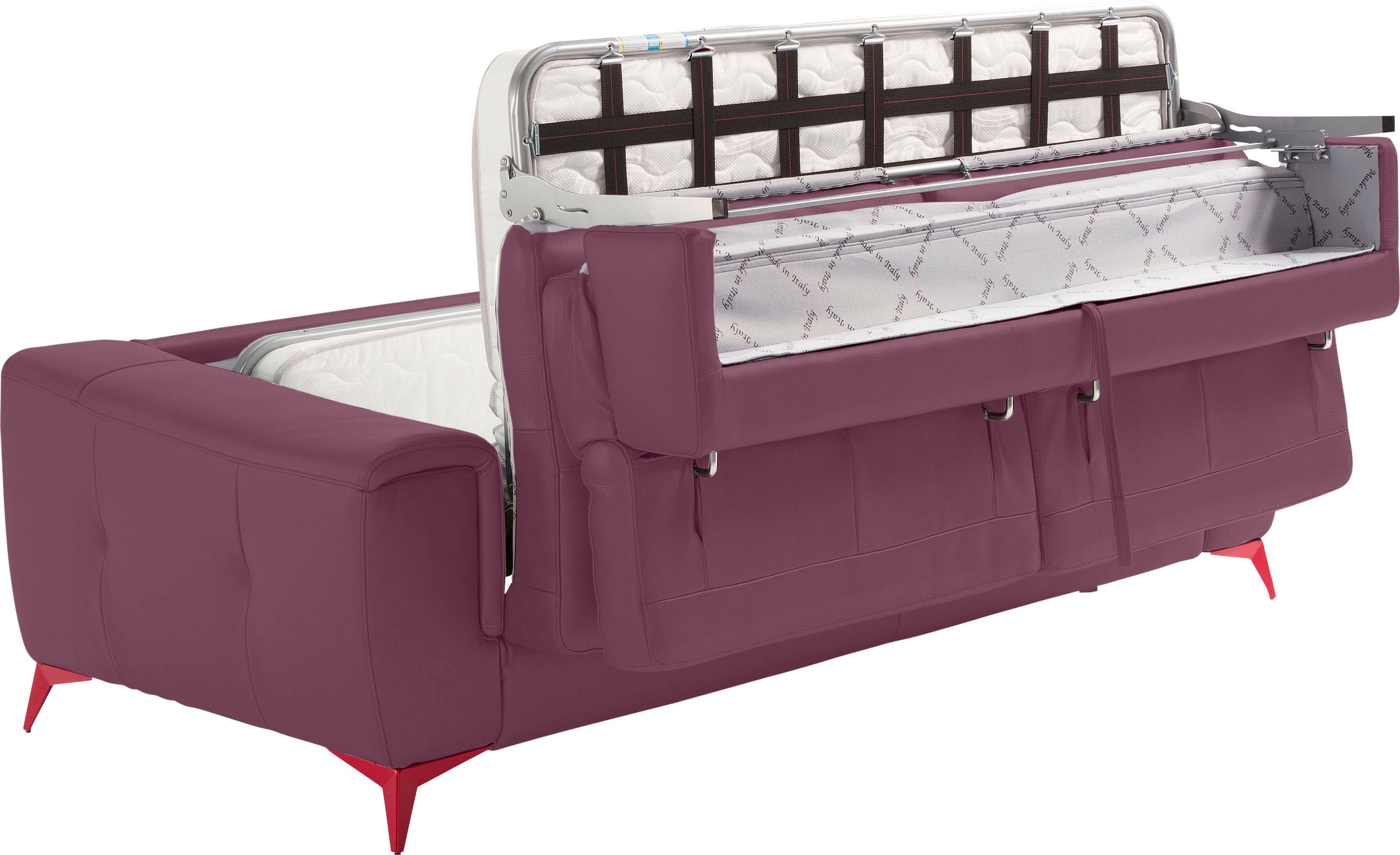 Egoitaliano Schlafsofa »Francine, Designsofa, Loungesofa mit Dauerschlaffunktion, Bettfunktion«, hochwertiger Metallbettrahmen & Matratze, Kopfteil manuell verstellbar