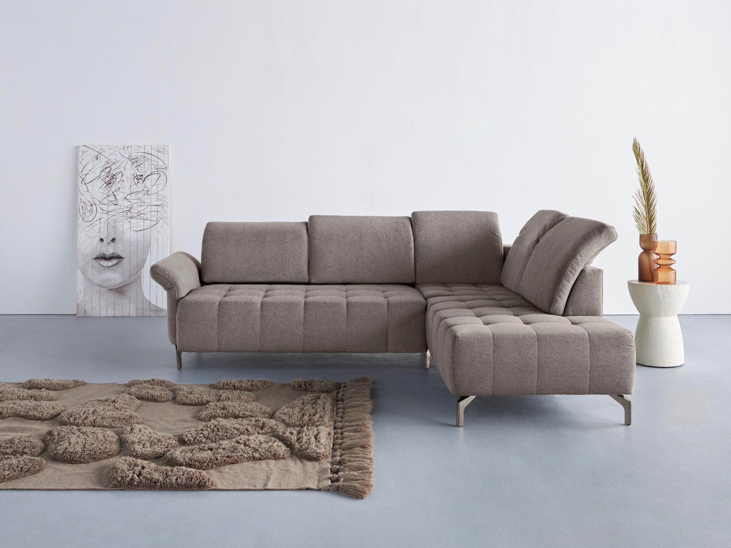 OTTO home Ecksofa "Fresh L-Form" Federkern, wahlweise Kopfteilverstellung und motorischer Vorziehsitz