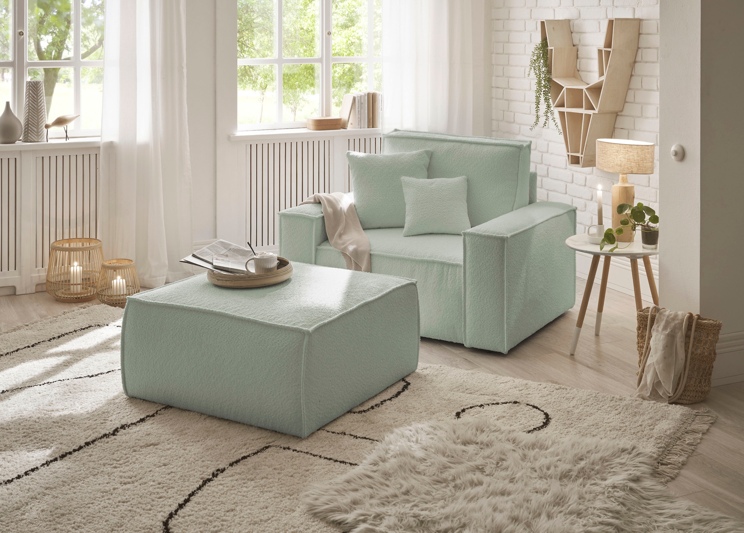 andas Loveseat »Finnley«, (2 St.), Loveseat und Hocker im Set, passend zur Polster-Serie Finnley