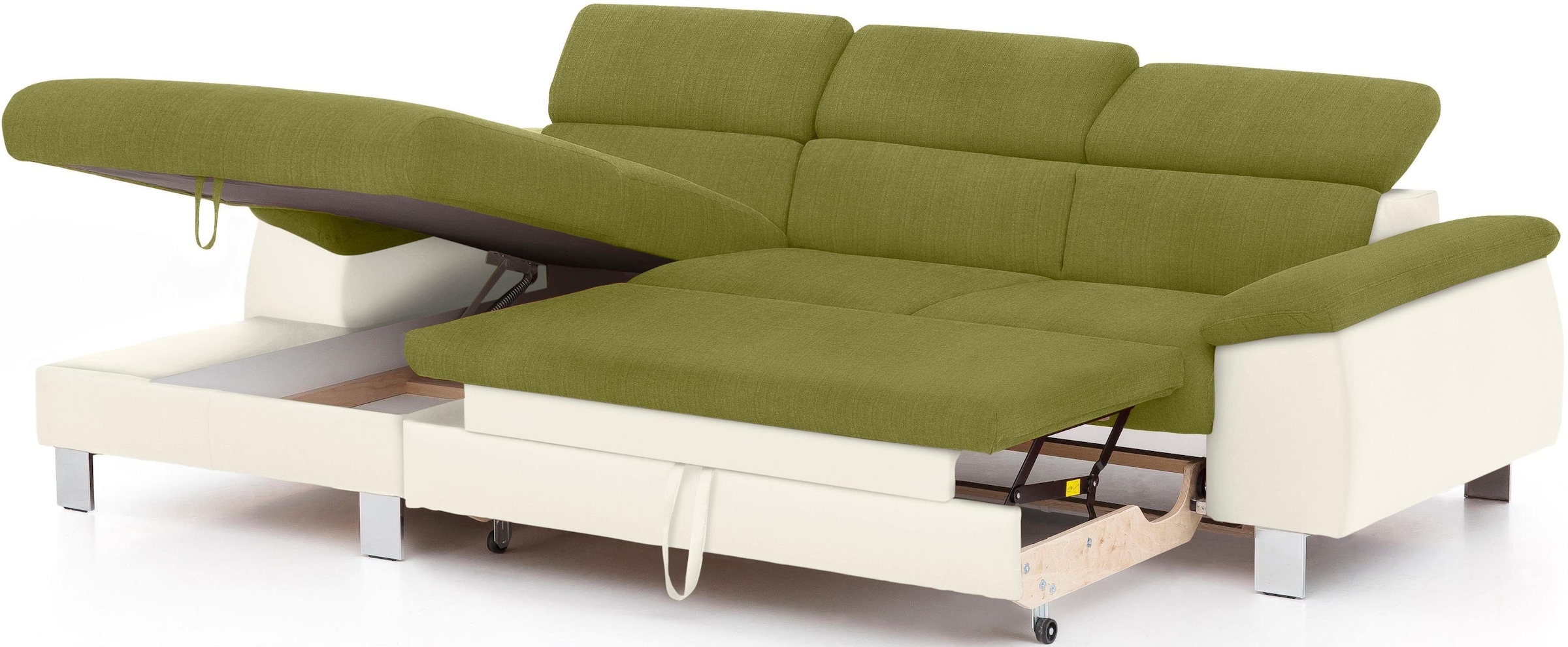 COTTA Polstergarnitur »Komaris L-Form«, (Set), Set bestehend aus: Ecksofa mit Kopfteilverstellung & Hocker
