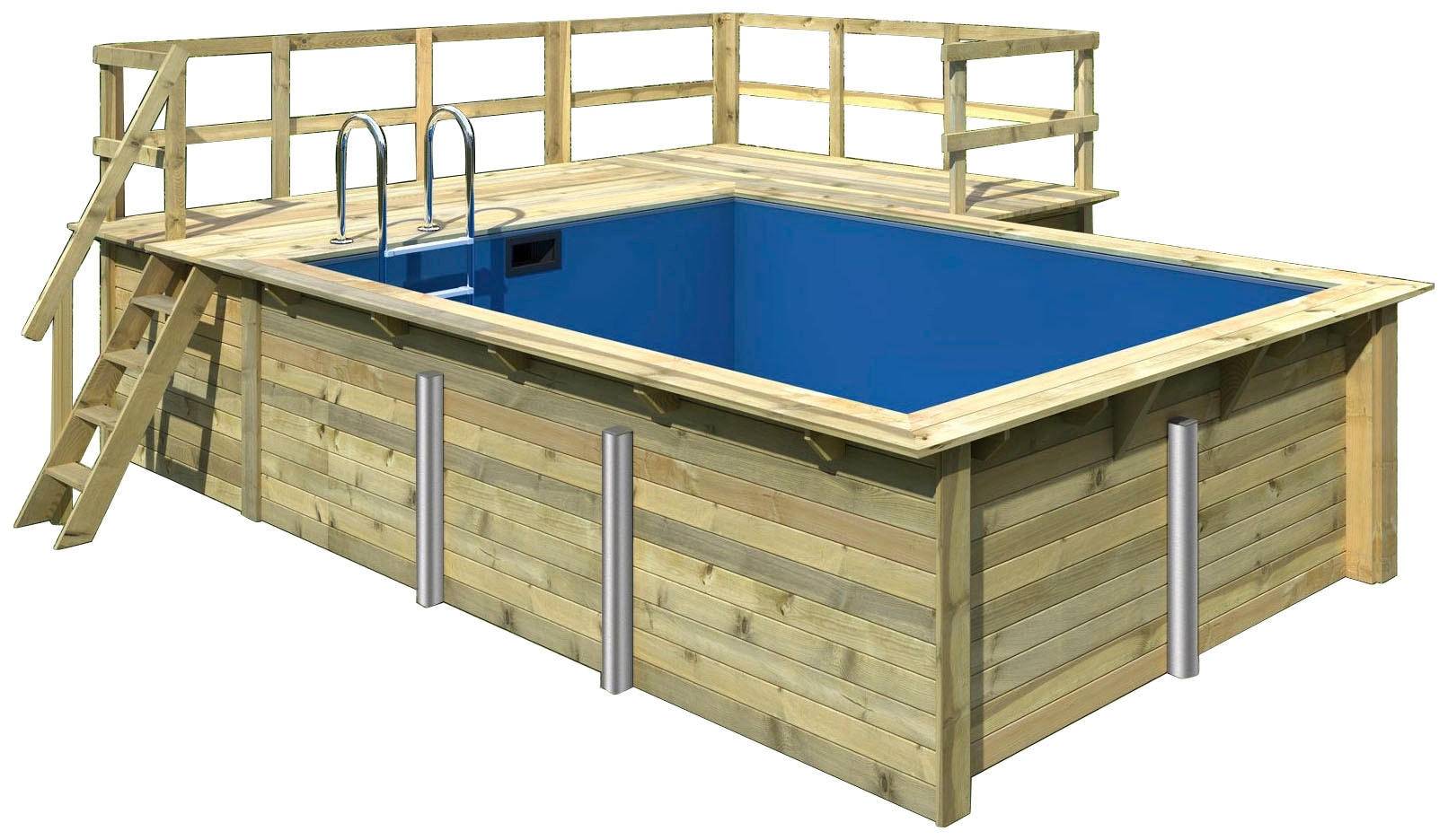 Rechteckpool »Holzpool Roma B«, BxLxH: 353x400x124 cm, kesseldruckimprägniert mit 2...