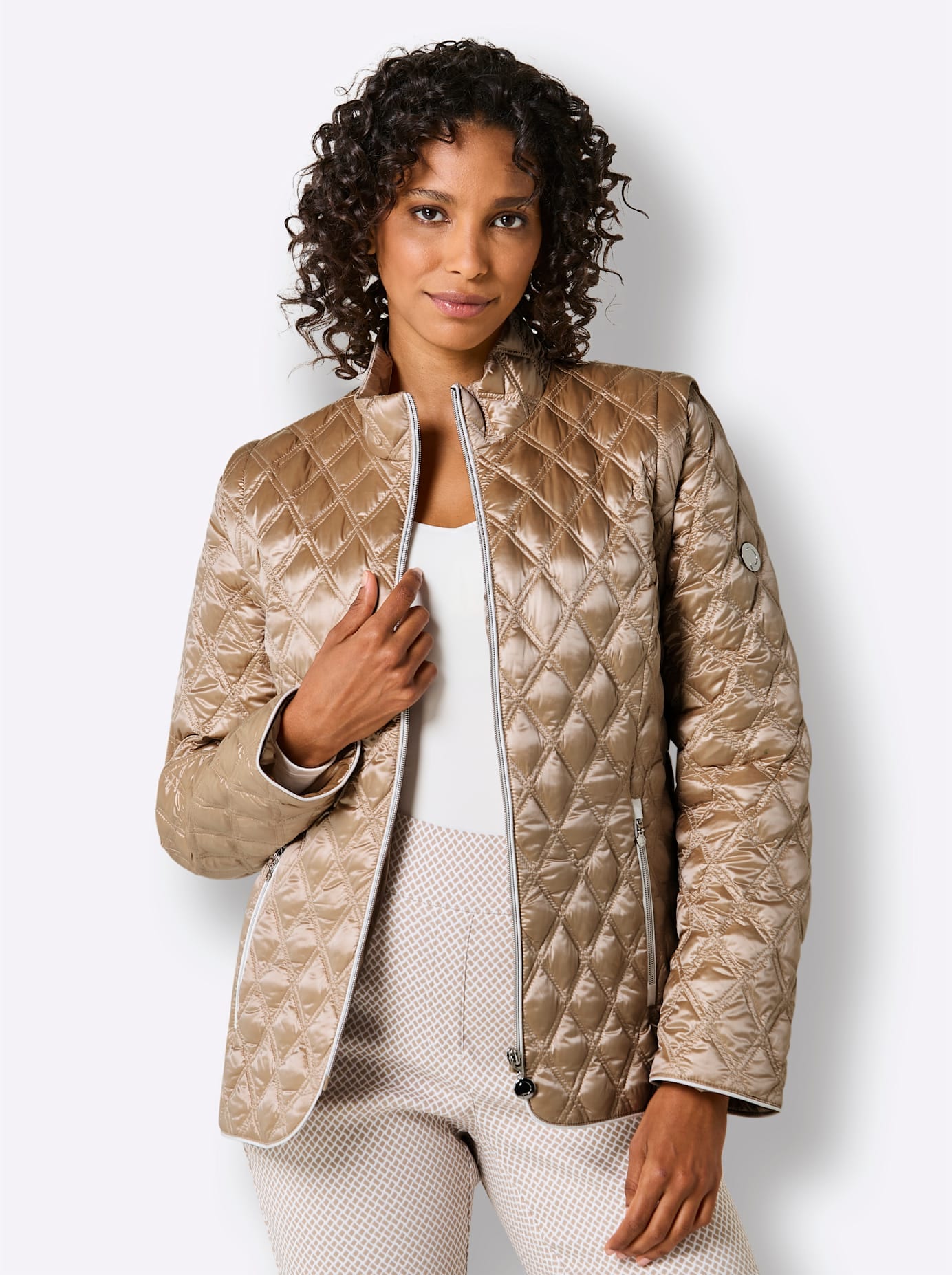 Herren Daunenjackebeige, Gr. 44, CREATION L PREMIUM, unifarben, 55% Polyester, 45% Polyamid, Wattierung:90% Daunen, 10% Federn, Jacken