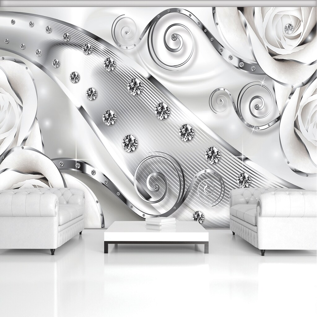 Consalnet Fototapete »3D Blumen Diamanten«, Motiv, abstrakt, rosen, vliestapete, für Wohnzimmer oder Schlafzimmer
