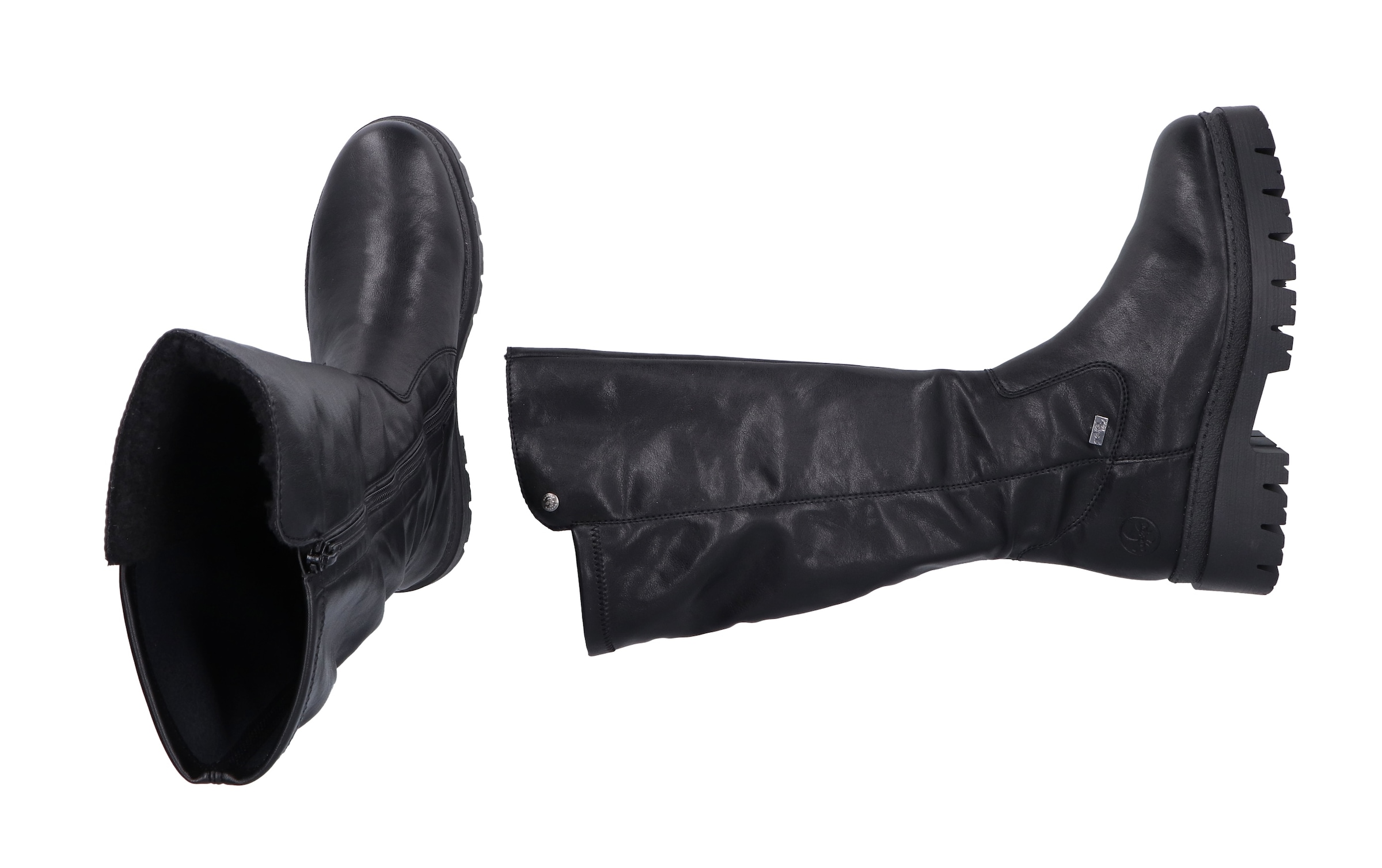 Rieker Winterstiefel, Langschaftstiefel, Plateaustiefel mit Stretch am Schaft, TEX-Membrane
