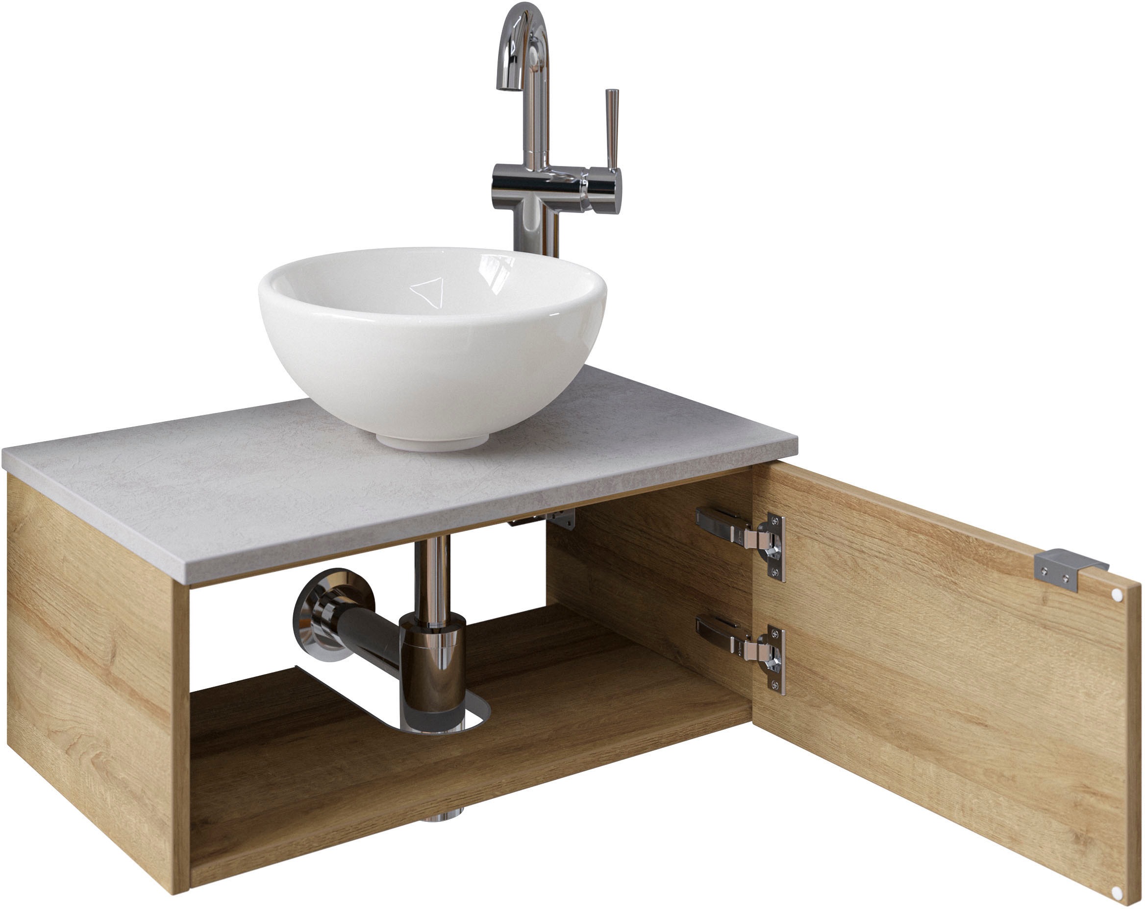 Saphir Badmöbel-Set »Serie 6915«, (4 St.), Gäste-Bad, 70 cm breit, mit LED-Spiegel, offenem Fach und 1 Tür