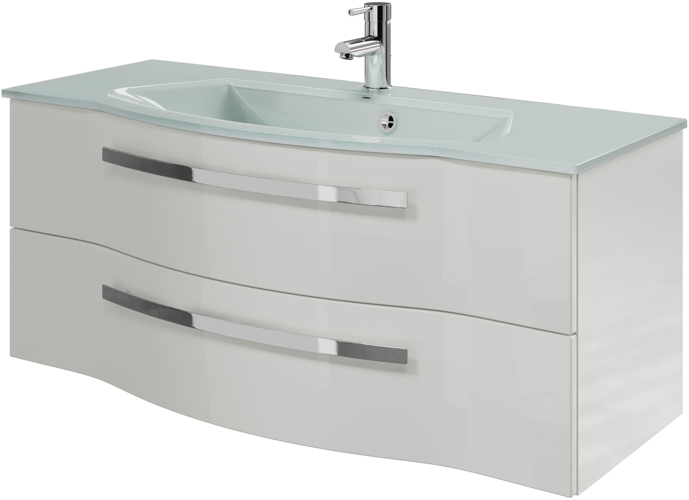 Saphir Badmöbel-Set "Serie 4005, vormontiert, Glaswaschbecken, Spiegelschra günstig online kaufen