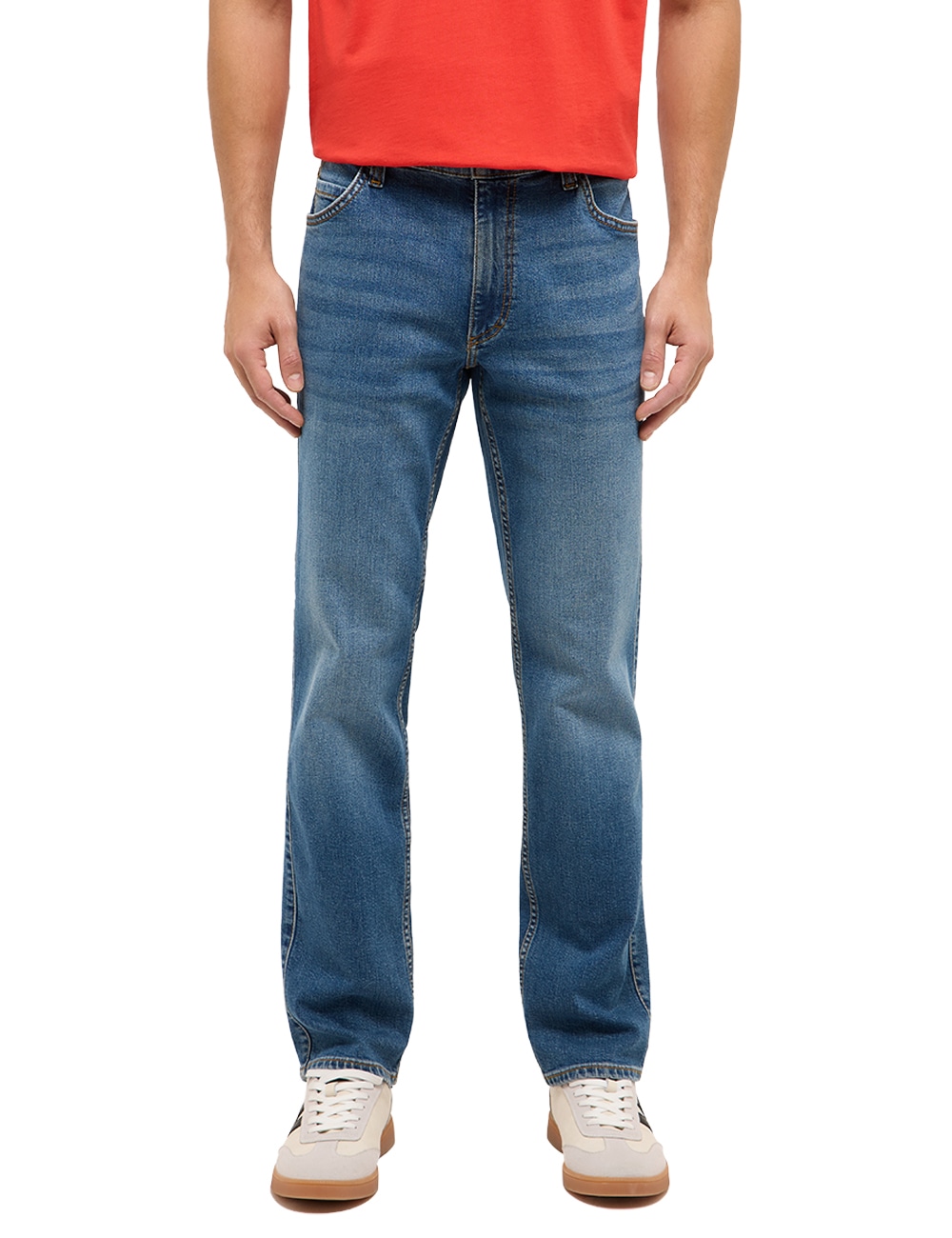 5-Pocket-Jeans MUSTANG "Tramper Straight", Herren, Gr. 32, Länge 30, medium middle, Denim/Jeans, Obermaterial: 99% Baumwolle, 1% Elasthan, straight fit lang, Jeans 5-Pocket-Jeans, mit mittelhohem Bund