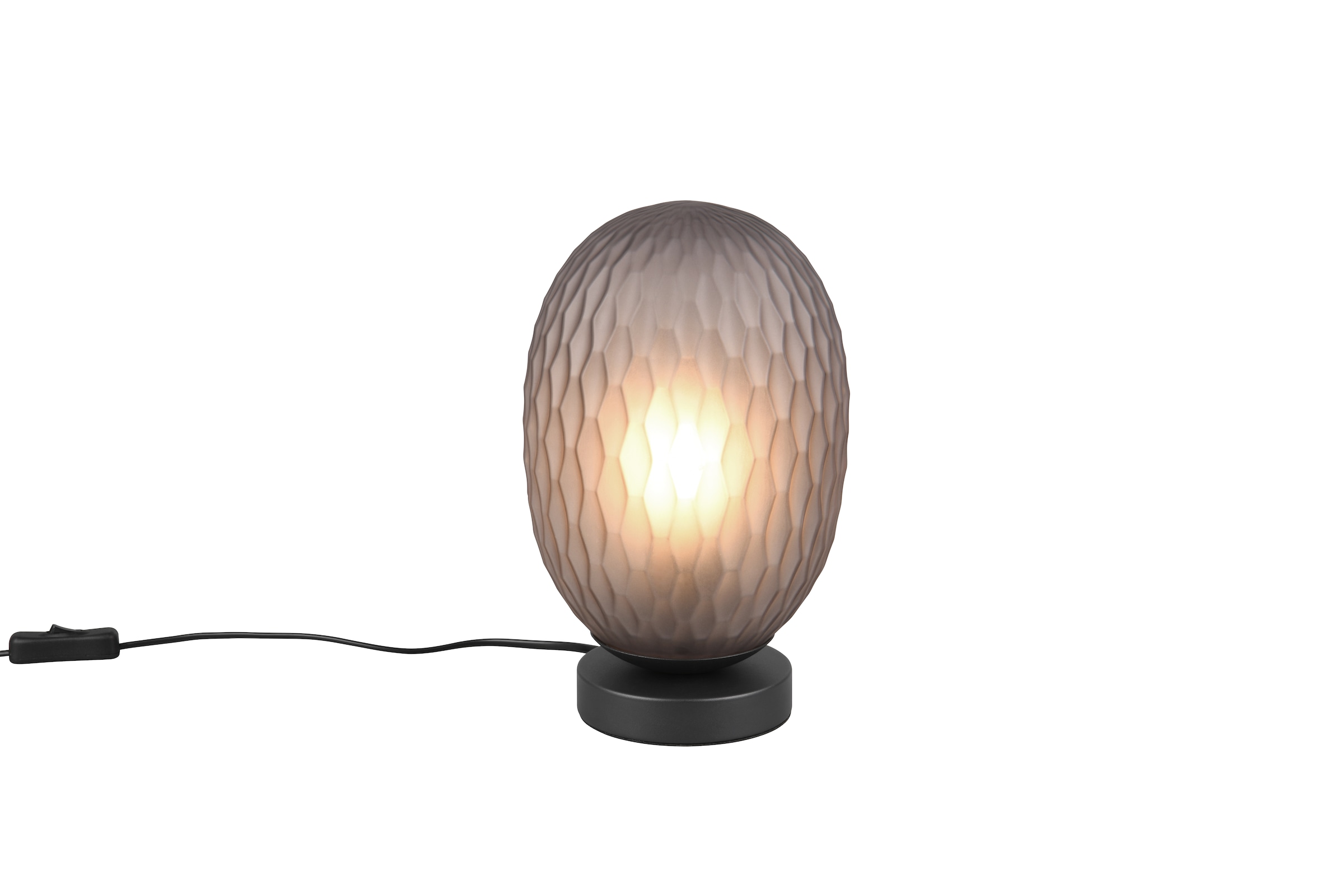 TRIO Leuchten Tischleuchte »FACETTE, Nachttischlampe mit Glas-Schirm Ø 18cm, Schnurschalter« E27 1 Stk. warmweiß - kaltweiß exkl. Leuchtmittel 1x E27 max 25W, Höhe 29cm, Tischlampe Schlafzimmer