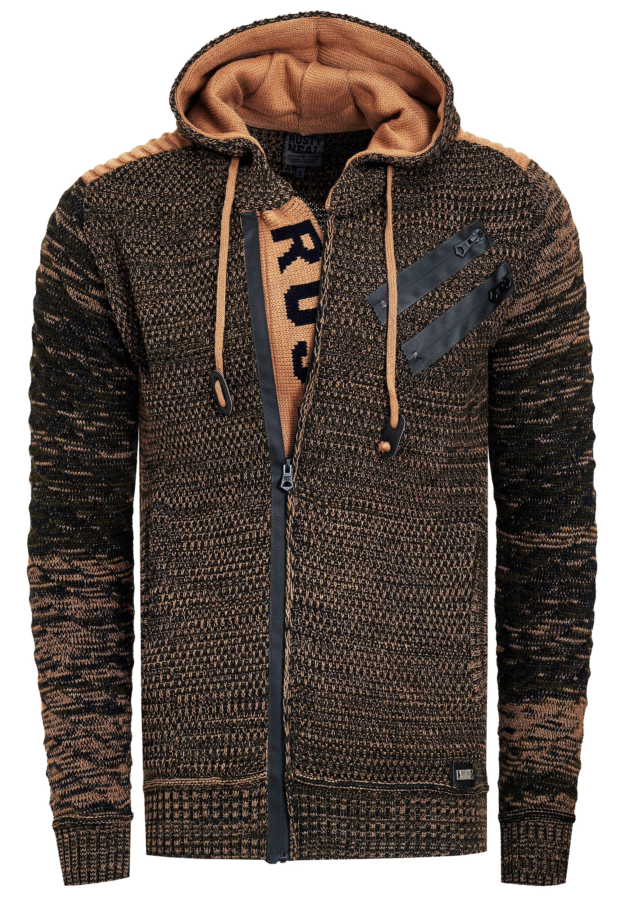 Rusty Neal Strickjacke, in cooler Grobstrickoptik