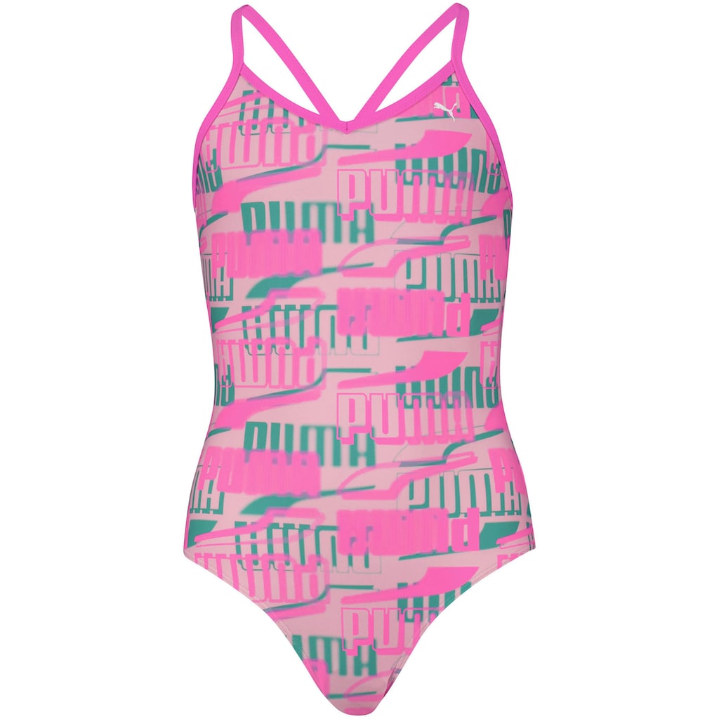 PUMA Badeanzug, Mädchen-Schwimmanzug mit allover Logoprint