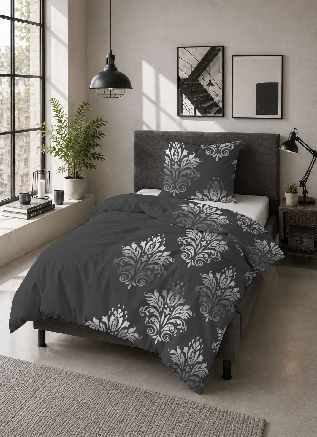 Castell - Markenbettwäsche Bettwäsche »0350368 Polycotton-Biber Bettwäsche 65% Baumwolle, 25% Polyester« 2 wärmend weich, Reißverschluss, Winterbettwäsche, Damast-Muster