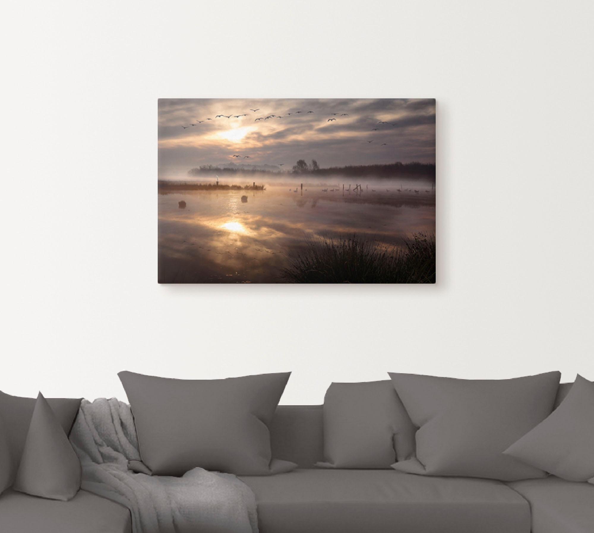 Artland Leinwandbild "Aufbruch der Zugvögel" Gewässer 1 Stk. tlg. auf Holzr günstig online kaufen