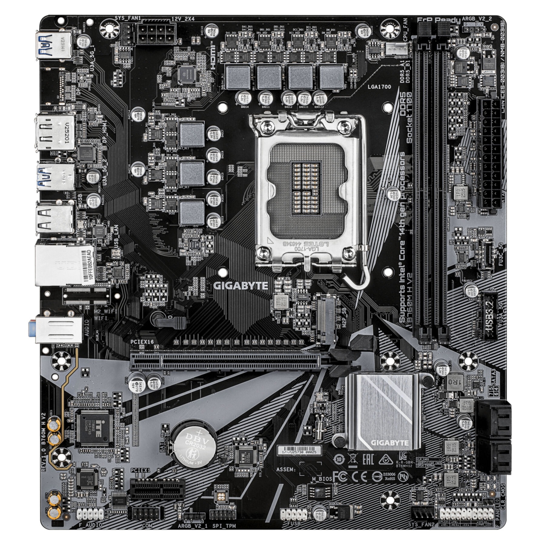Gigabyte Mainboard »B760M H V2 Mainboard - Unterstützt Intel Core Prozessoren der 14. Gene«